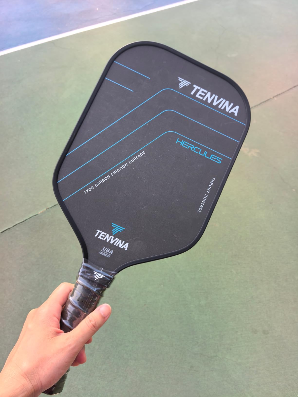 TENVINA Pickleball Paddles, Multi-Layer T700SC Textured Carbon Fiber Pickleball Paddle, Pickle Ball Paddle with Strong Spin & Power Surface, 4-Types of Shapes and Thicknesses, USAPA Approved customer photo 2