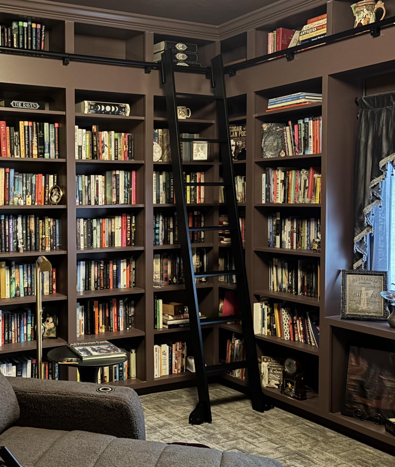 Fredbeck 8ft Rolling Library Ladder Black 96