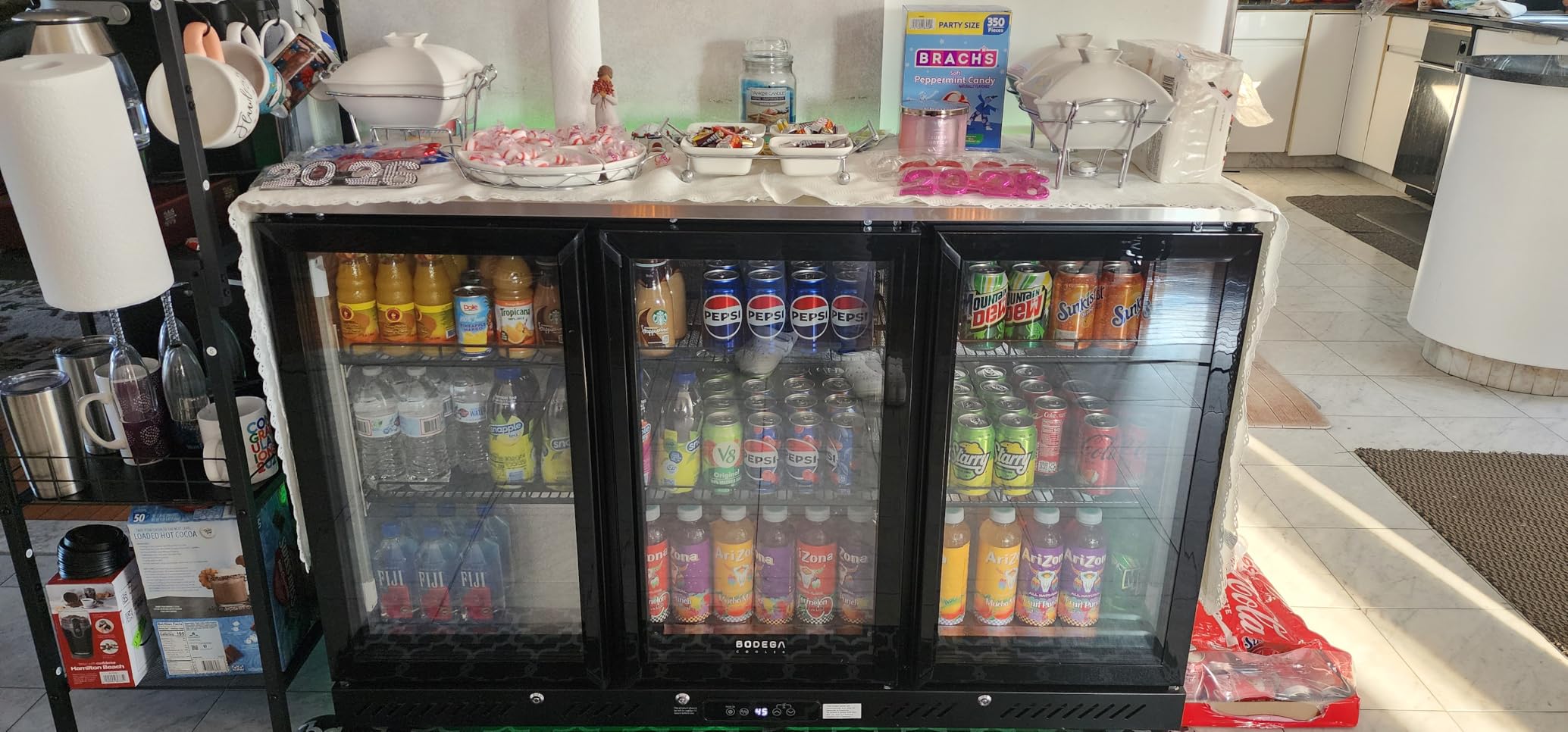 BODEGACOOLER Commercial Bar Cooler With 3 Glass Doors, 12 Cu.Ft Counter Height Back Beverage Refrigerator, Display Bar Fridge with LED Lighting, Beverage Cooler for Beer Stainless Steel Top, With Casters customer photo 2