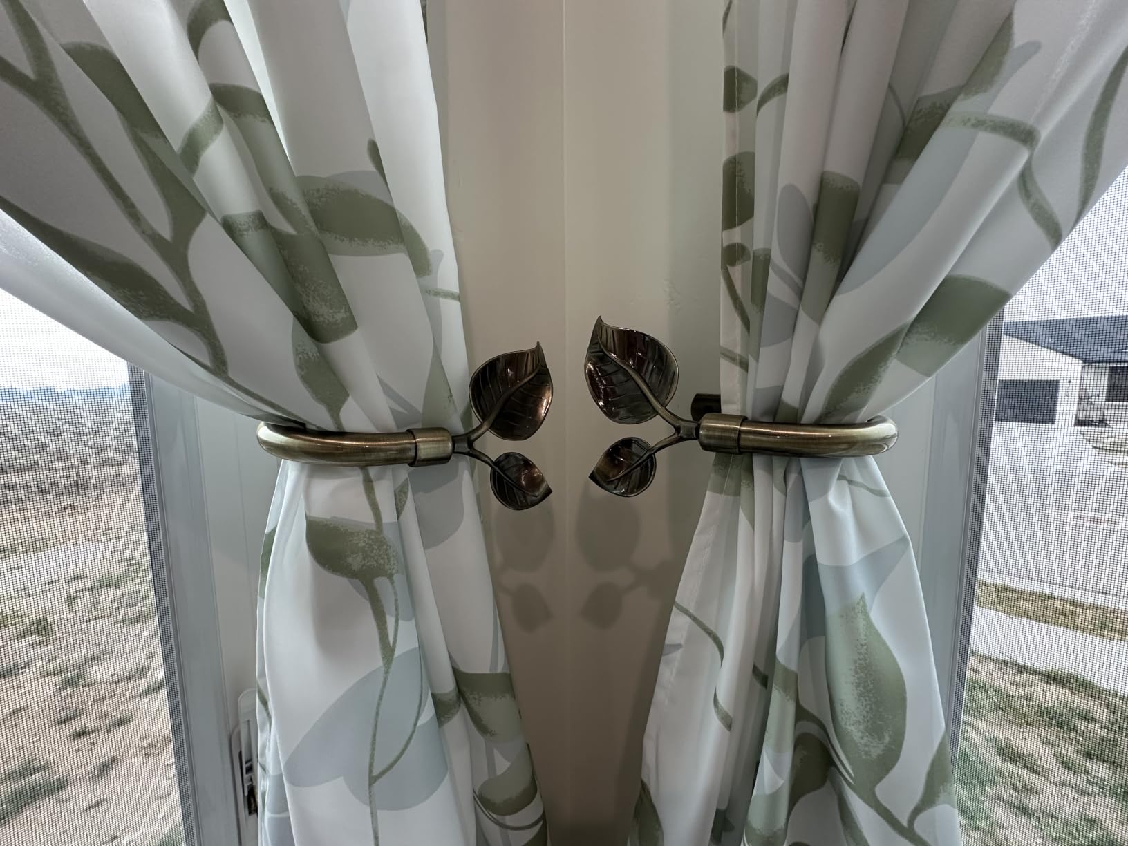 HOMEIDEAS Kitchen Curtains, Short Non-See-Through Privacy 30X36 Inch Length | Tier Curtains,Grey and White,Leaf Floral Printed,Light Filtering,Semi Sheer Small Window Drapes,Bathroom Cafe,2 Panels customer photo 2