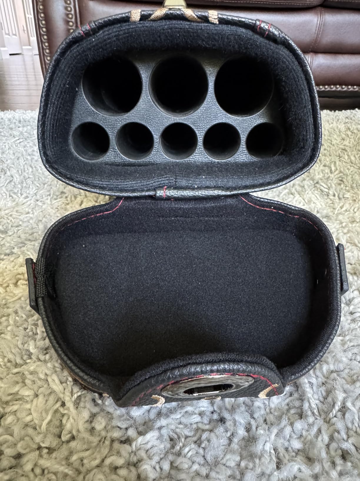 Pool Cue Case 3x5 Leatherette Hard Pool Cue Case Billiard Pool Stick Case with 4 Zippered Pockets, Embroidery Design, Holds 3 Butts and 5 Shafts customer photo 2