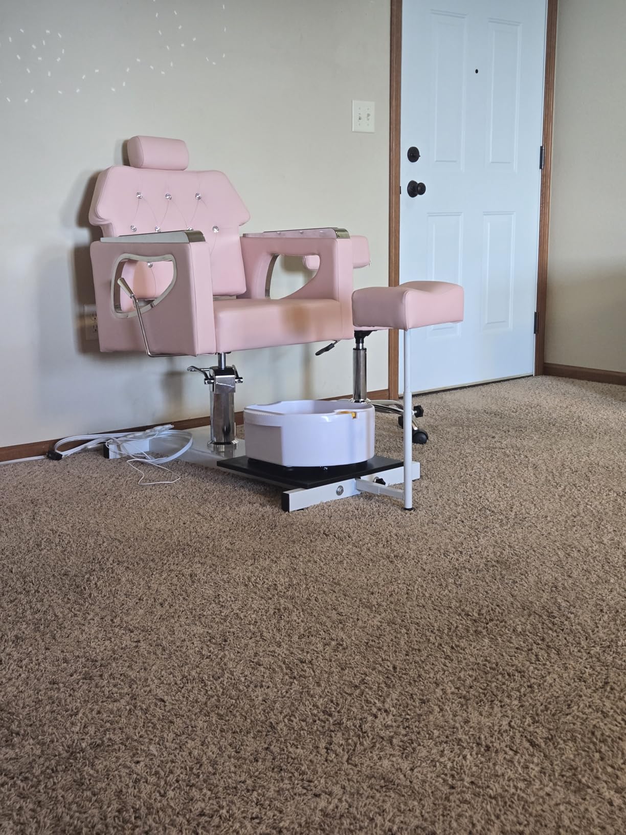 Pedicure Chair No Plumbing Pedicure Station for Nail Tech | Hydraulic Lifting | 135° Reclining | Bubble Massage | PU Leather | 450 lbs | Pedicure Chair for Nail Techs Salon Spa customer photo 2