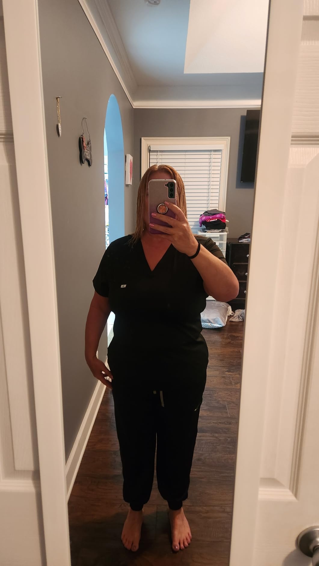 Meidiero Scrubs for Women Set V-Neck Slim Fit Stretch Jogger Scrubs | Soft stretch fabric for all-day comfort, V-neck top and jogger pants with 4 functional pockets, Wrinkle-resistant customer photo 2