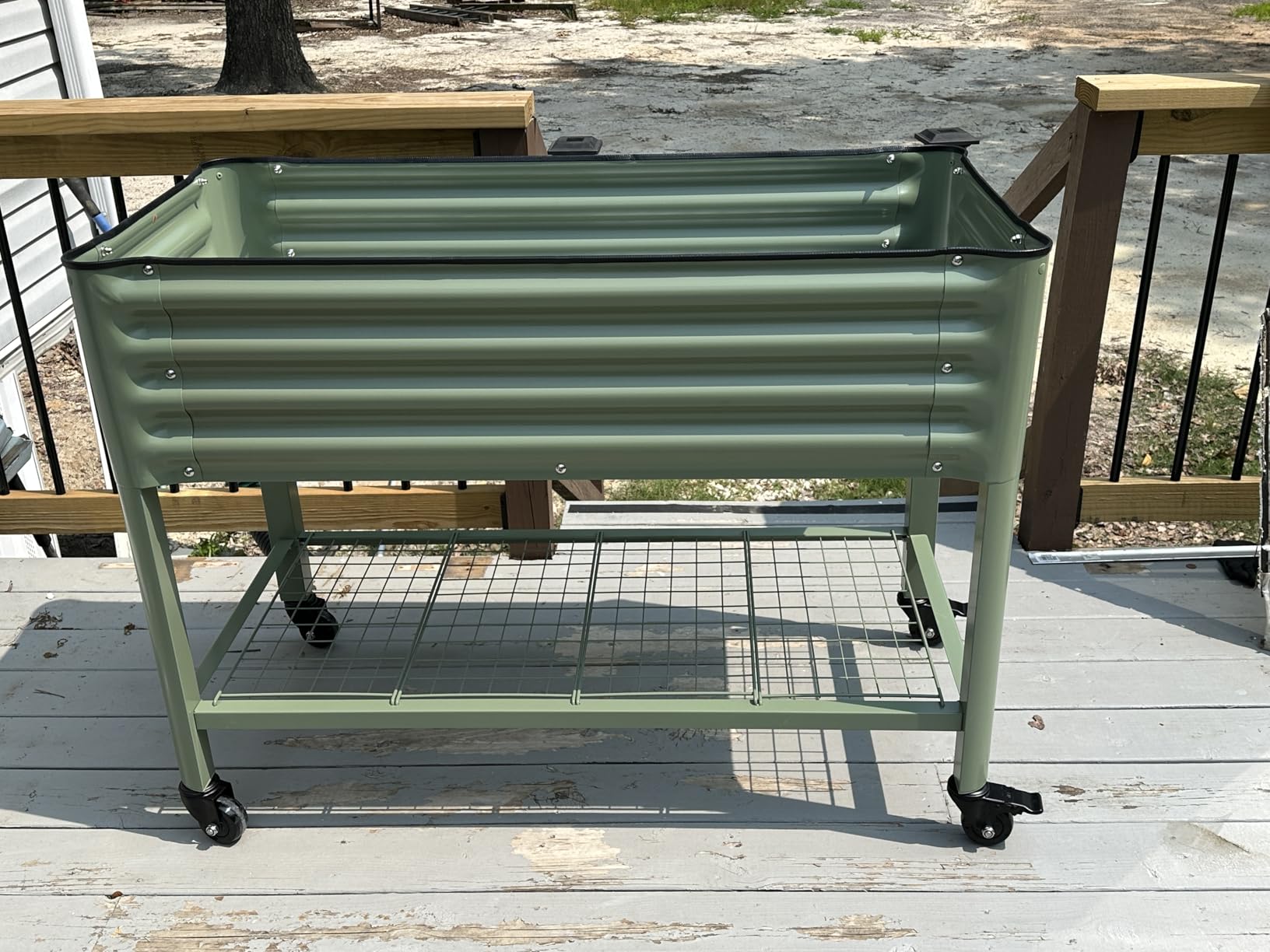 Vego garden Rolling Elevated Raised Garden Bed, 2' x 4' Outdoor Planters Boxes with Legs & Storage Rack for Patio, 700 Lbs Weight Capacity, Raised Beds for Gardening, Olive Green customer photo 2