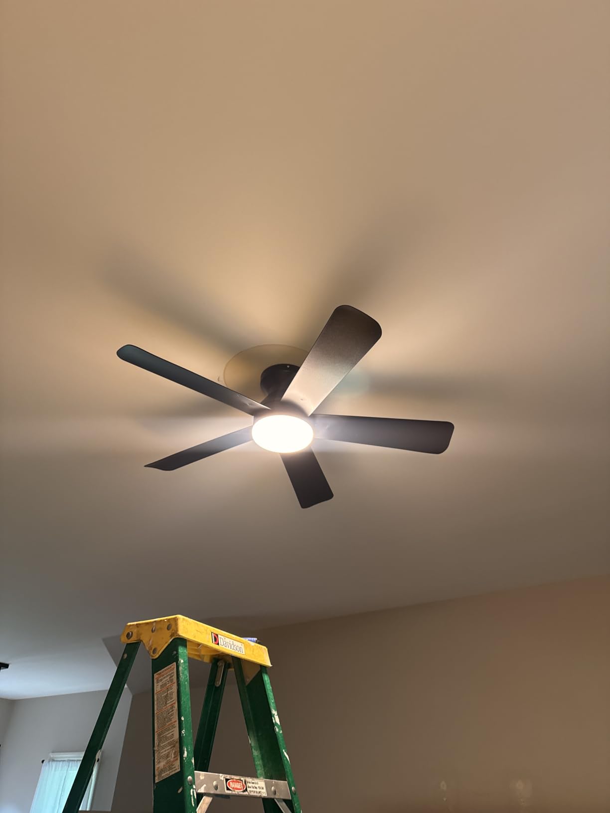 Depuley Modern Ceiling Fan with Light: 42-Inch Black Small Fans for Bedroom Indoor Outdoor - Dimmable Low Profile Ceiling Fans with Remote Control Flush Mount 5 Reversible Black Blades 6 Speeds Timer customer photo 1