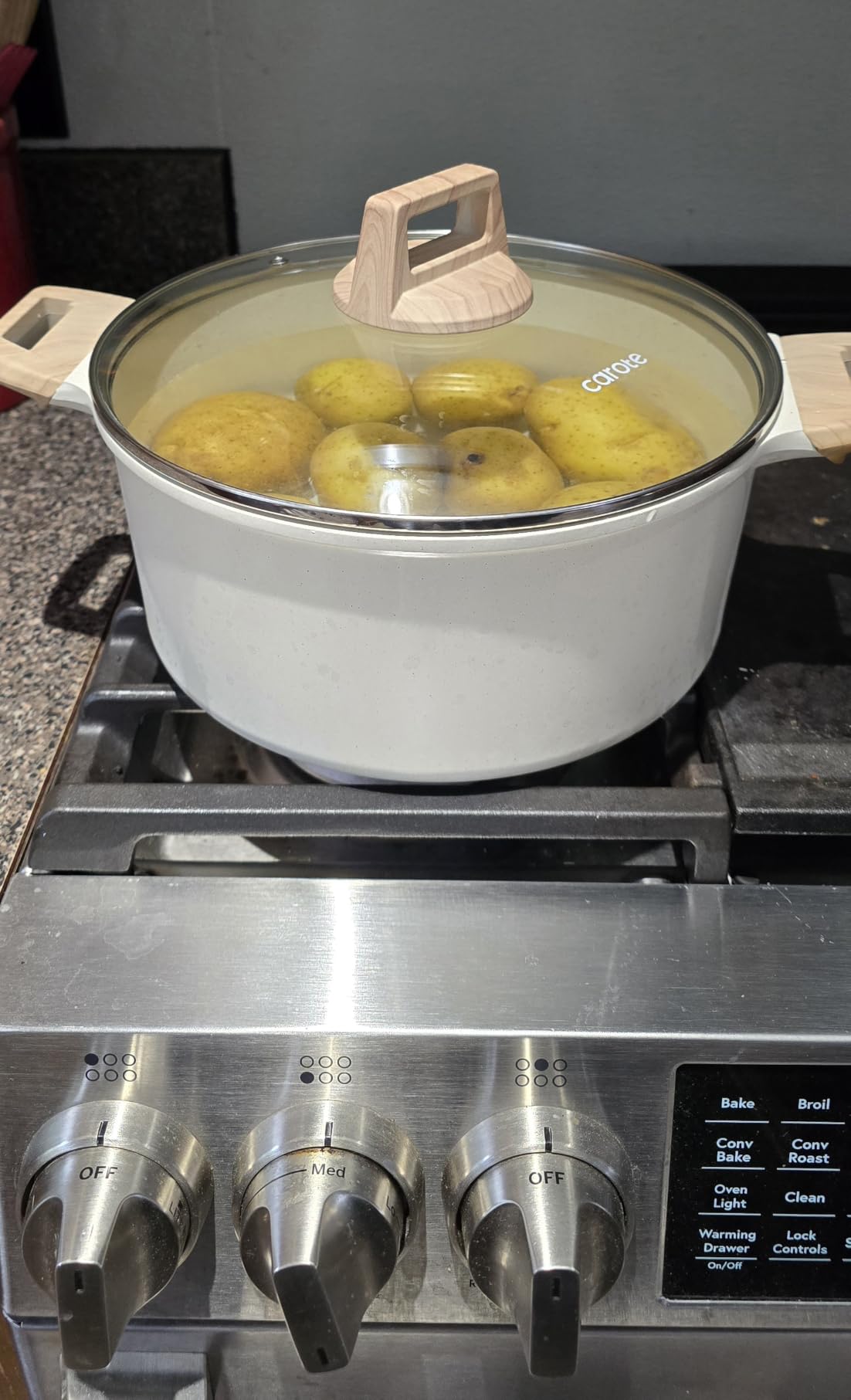 CAROTE Nonstick Stock Pot with Lid, 6 Quart White Granite customer photo 2