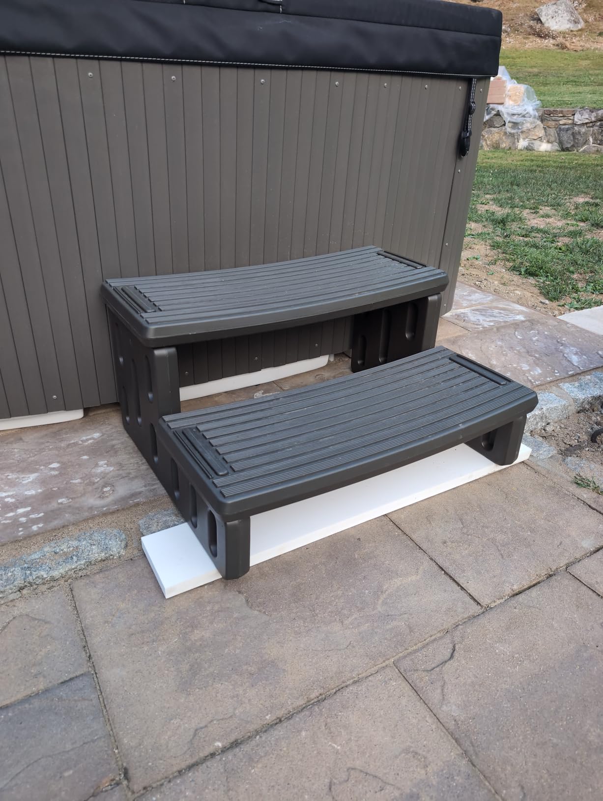 Hot Tub Steps, Non-Slip 2 Step Spa Stairs for Outdoor & Indoor, Black | 29.5