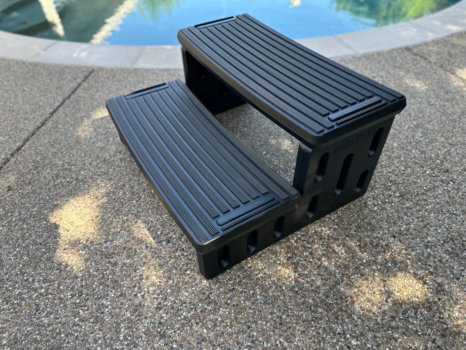 Hot Tub Steps, Non-Slip 2 Step Spa Stairs for Outdoor & Indoor, Black | 29.5