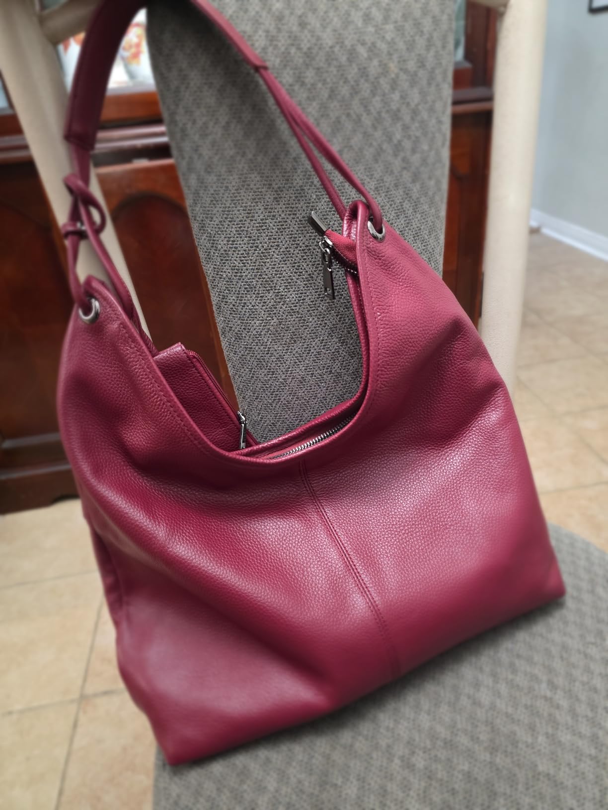 Genuine Leather Purses for Women Large Hobo Shoulder Bag Slouchy Handbag for Work, Shopping and Everyday Use customer photo 1