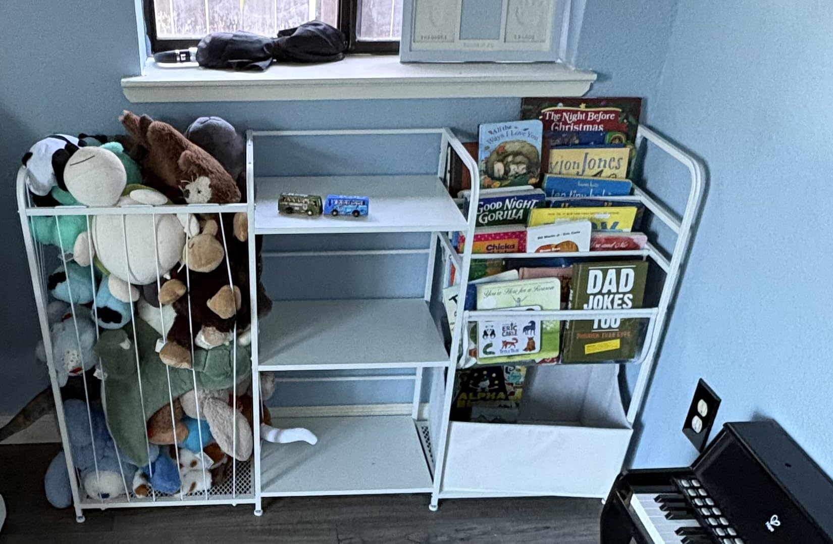 BBLIKE Kids Bookshelf and Toy Storage Organizer, 3-in-1 Toddler Montessori Bookcase with Stuffed Animal Storage & Movable Toy Chest, Large Plushies Holder for Nursery Playroom Bedroom, White customer photo 1
