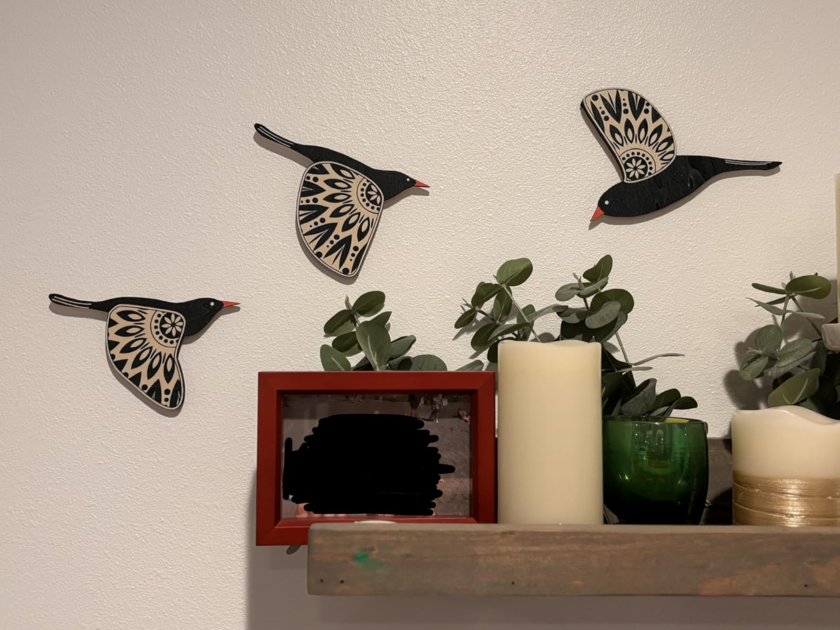 Wooden Bird Wall Decor Set of 5, Scandinavian Folk Art Flying Bird Wall Art, Lightweight Boho Wall Hanging for Living Room Bedroom Hallway Nursery customer photo 1