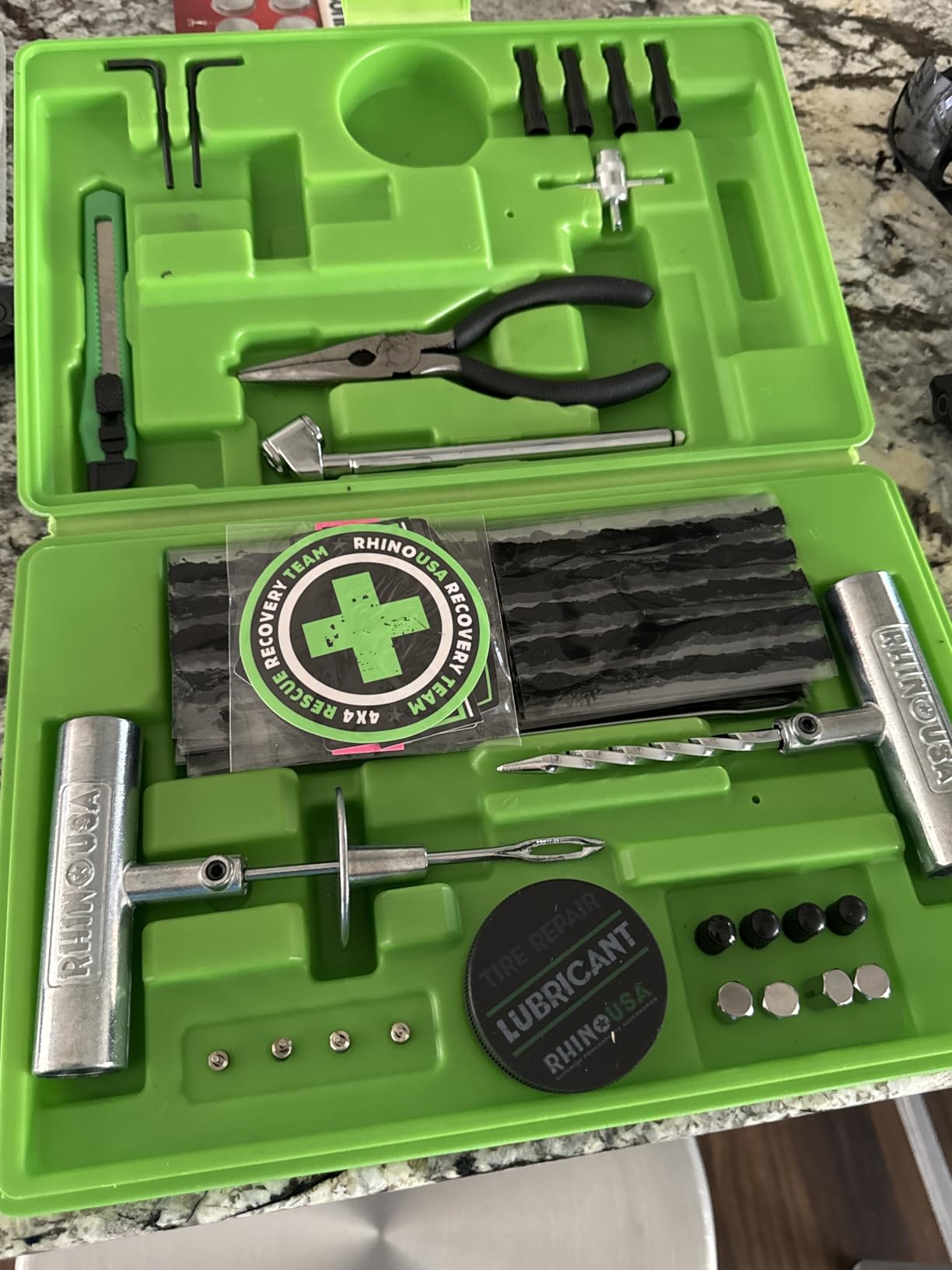 Rhino USA Compact Tire Plug Kit (14-Piece) Tire Repair Kit | Heavy Duty Plug Set with Lubricant for Punctures & Flats. Tubeless Tool for Car, Motorcycle, ATV, UTV, RV & Trailer. customer photo 1