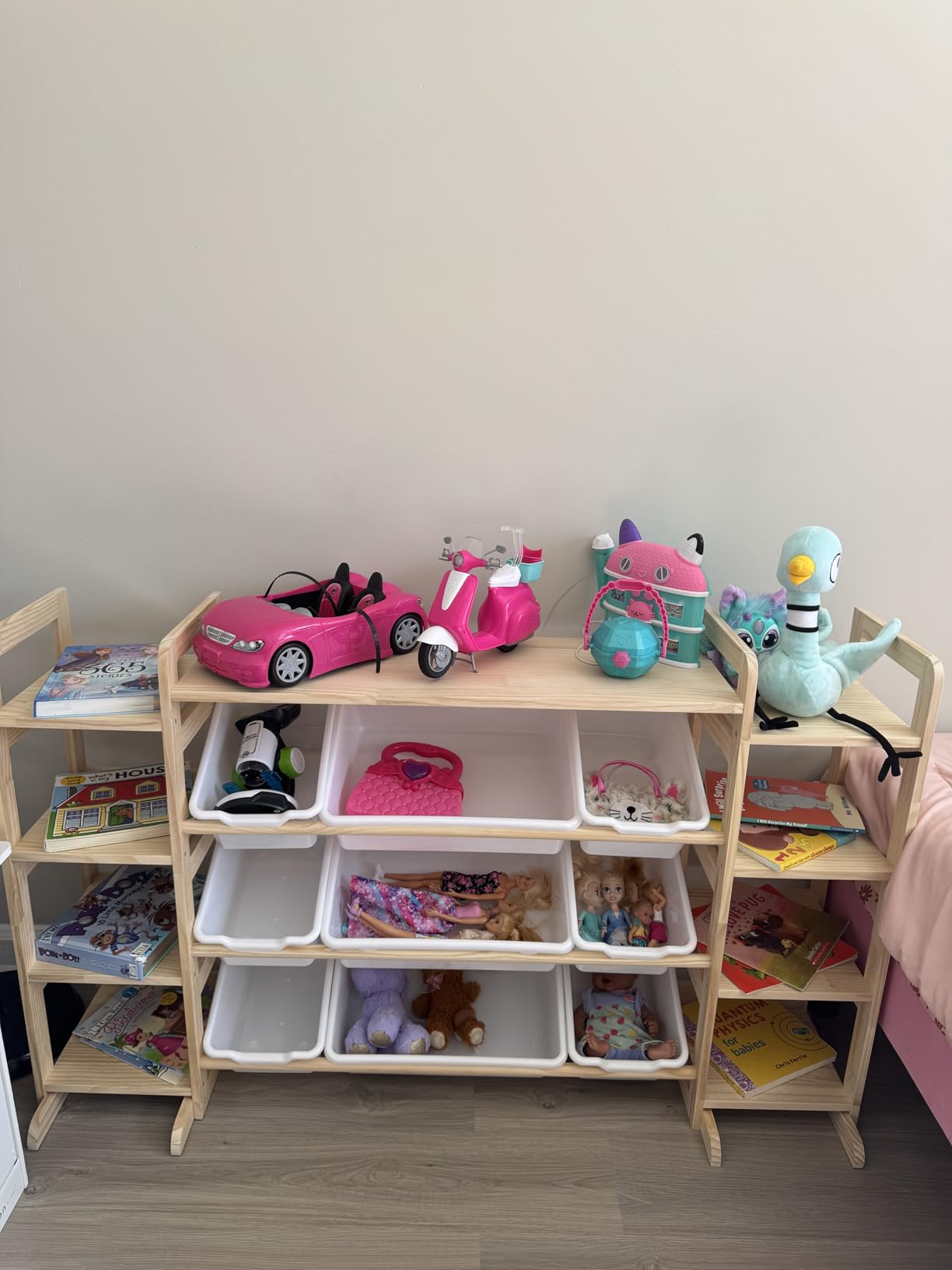 SpaceAid Large Toy Storage Organizer 9 Shelves 9 Bins, Toy Organizers Storage Bookshelf, Kids Bin Shelf Toys Box Bookcase for Bedroom Playroom Organization Room Decor, White customer photo 1