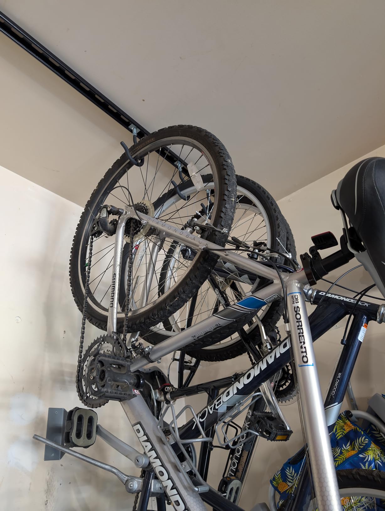 Ultrawall Ceiling Bike Rack for Garage, Indoor Bike Hanger w/Sliding Track | Adjustable Bike Hooks for up to 3 Bikes (Horizontally), 6 Bikes (Vertically) customer photo 2