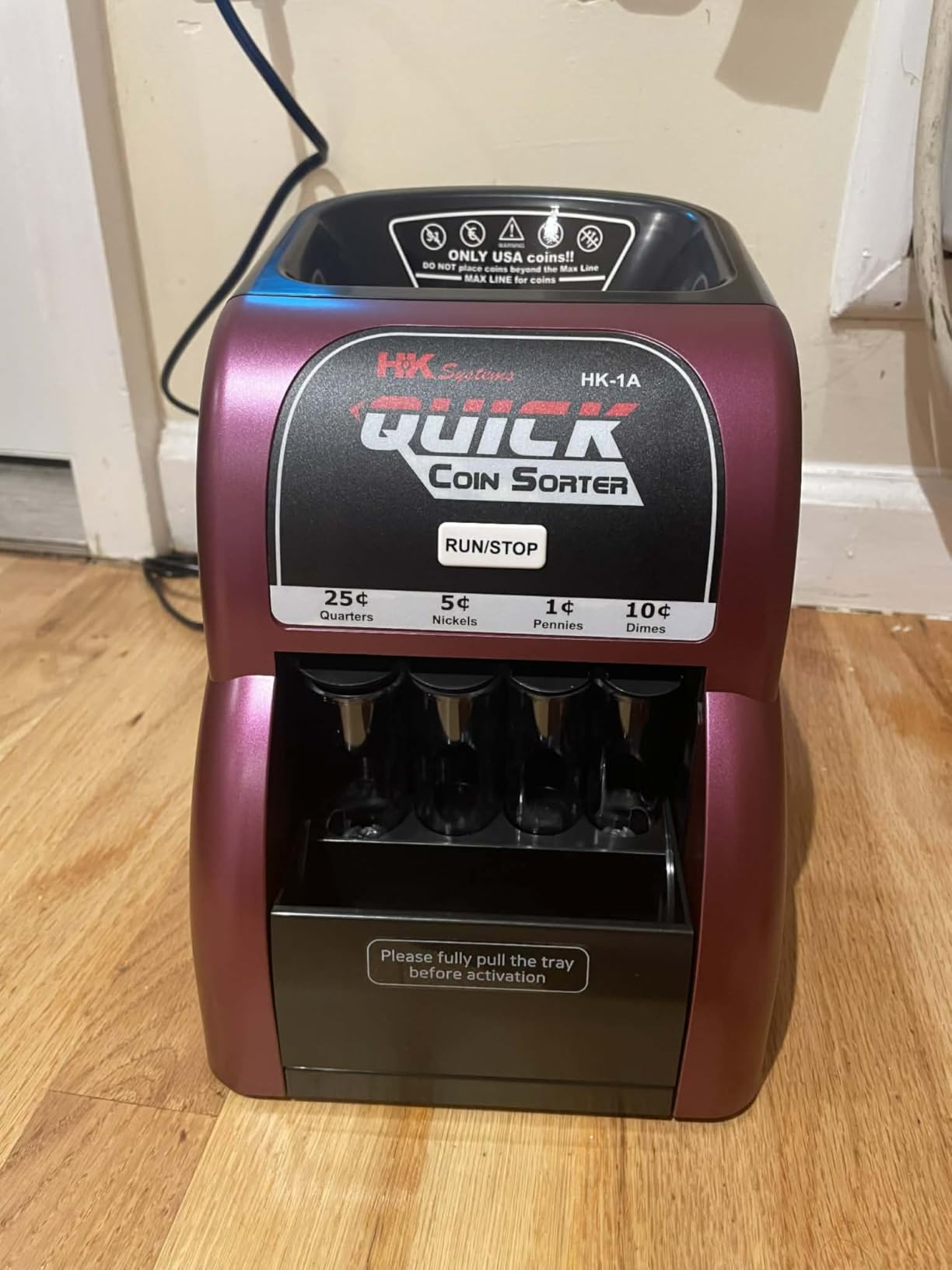 HK SYSTEMS HK-1A, USD Coin Sorter, Sorts 260 Coins Per Minute into Coin Wrappers, 1 Row Coin Wrapper Tubes Included customer photo 1