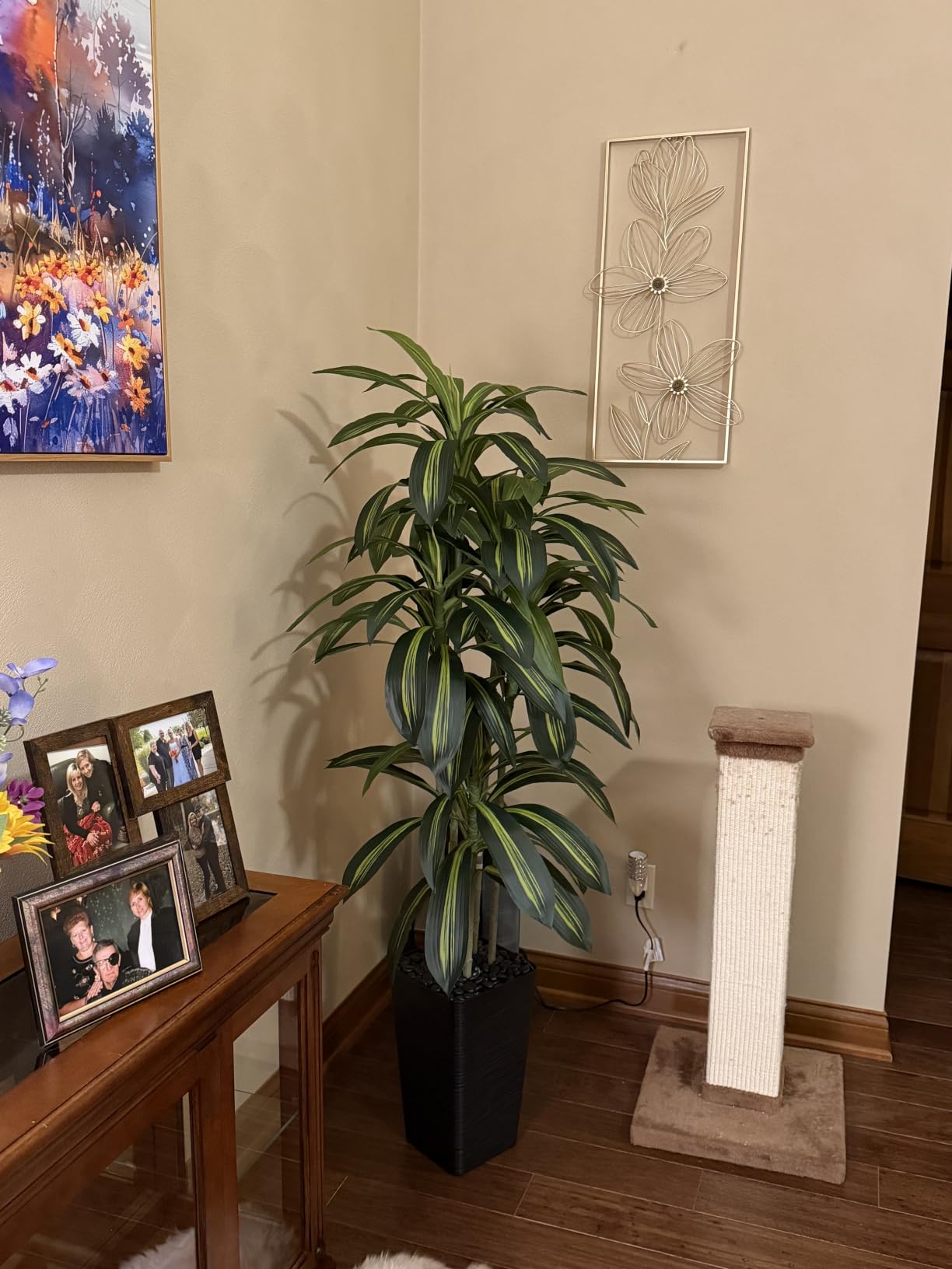 Artificial Dracaena Tree: 6FT Fake Plants Silk Faux Trees (White Pot) | Realistic Fake Floor Plant with Natural Wood Trunk & Lifelike Leaves in Tall Planter for Home Office Decor Indoor & Outdoor customer photo 1