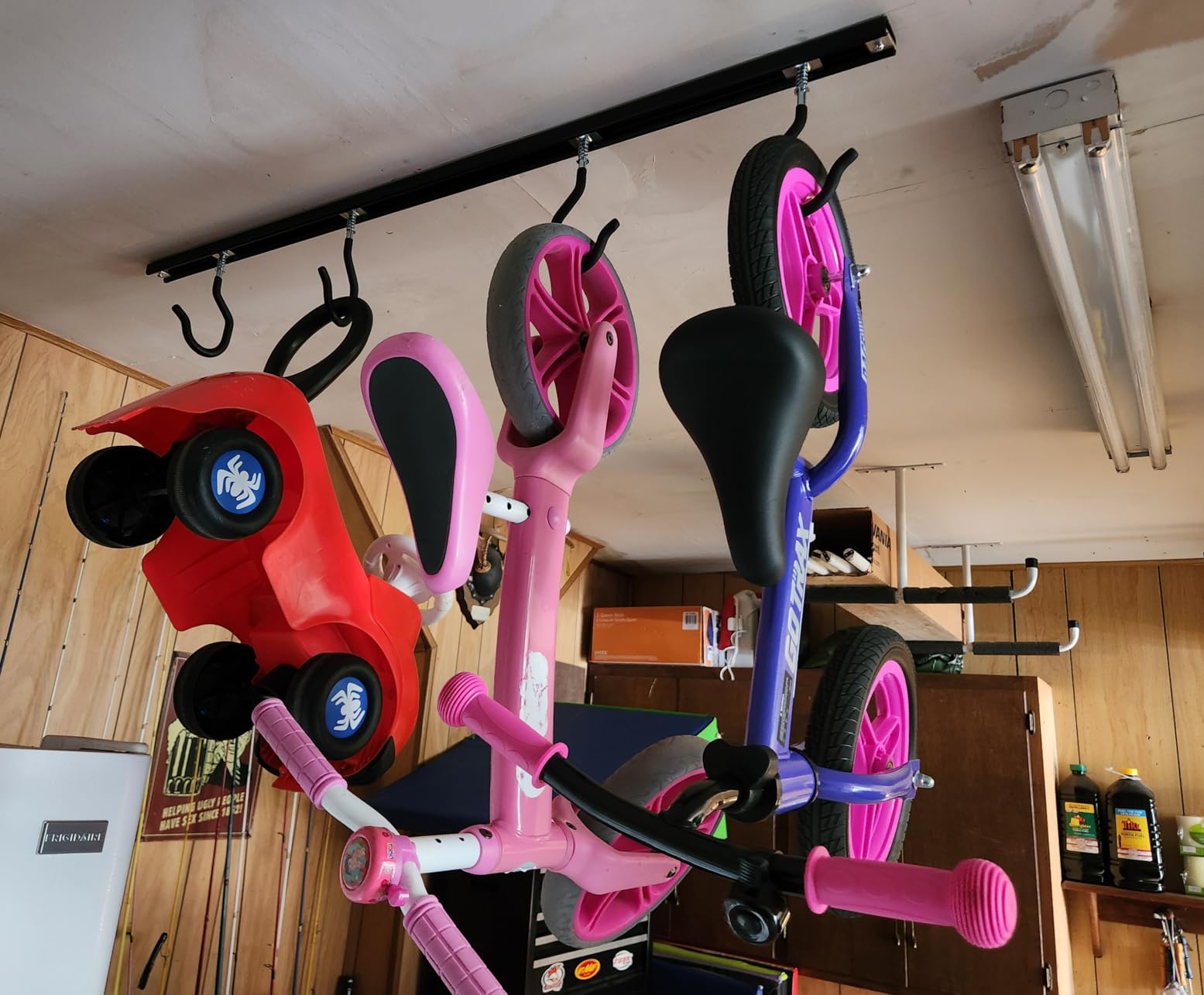 EVERHANGER Ceiling Bike Storage Rack for Garage, Indoor Bike Storage Hanger | Bicycle Storage Organizer with Adjustable Hooks for 4 to 8 Bikes customer photo 1