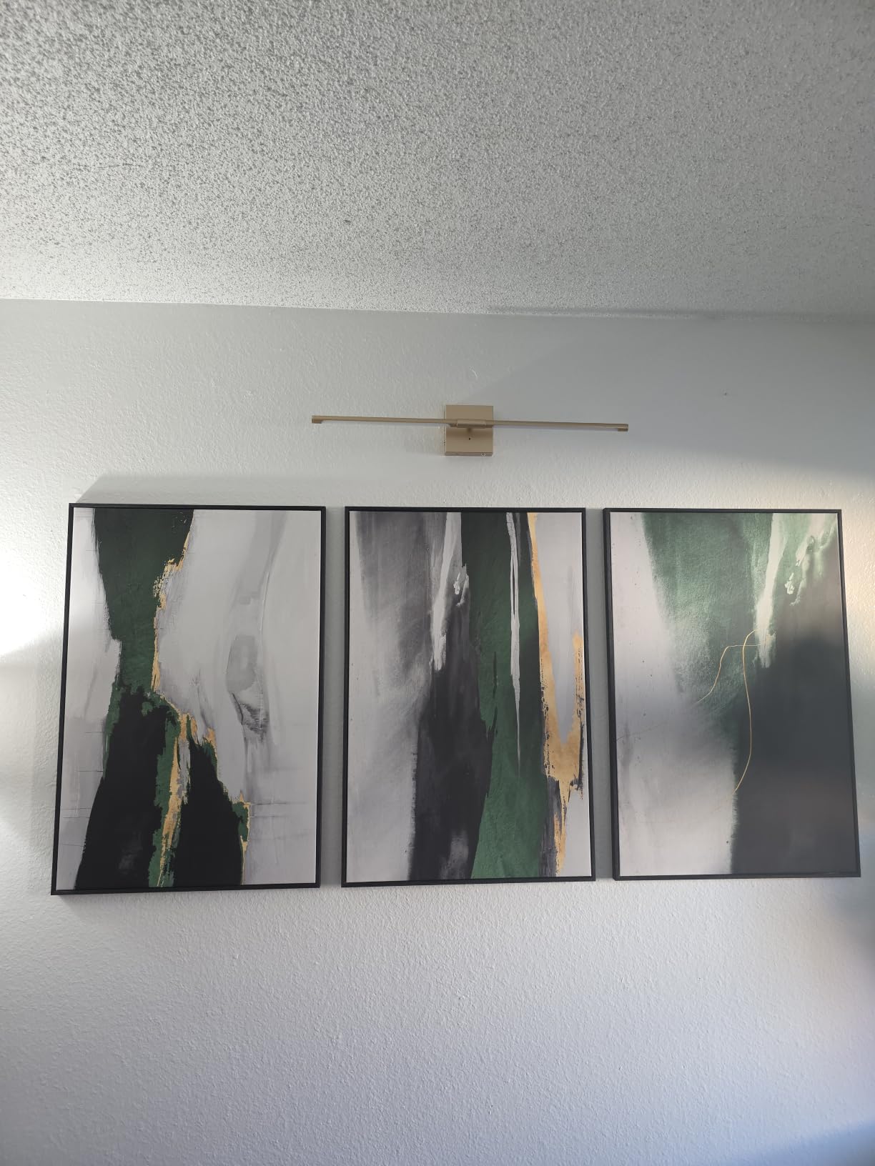 Large Framed Abstract Nature Landscape Wall Art for Living Room, 24x36 In, Green lake pictures, Set of 3 paintings, Canvas prints, Wood frame, Modern artwork customer photo 2