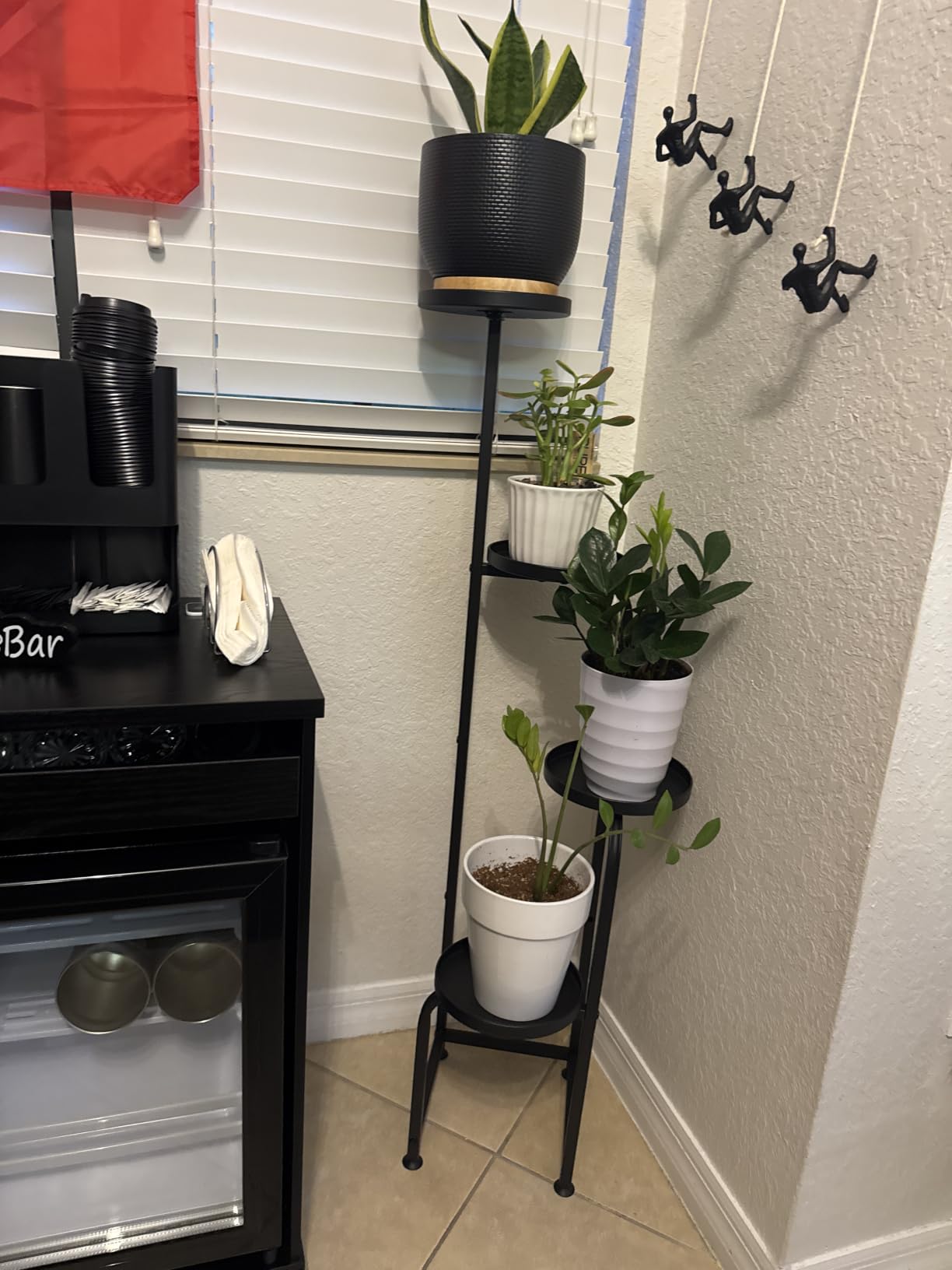 INGIORDAR Plant Stand Indoor Outdoor Corner Tall Plant Shelf 4 Tier Metal | Space-saving Tiered Design Displays Multiple Plants, Sturdy Metal Frame and Trays, Modern Style for Home, Balcony, Office Black customer photo 1