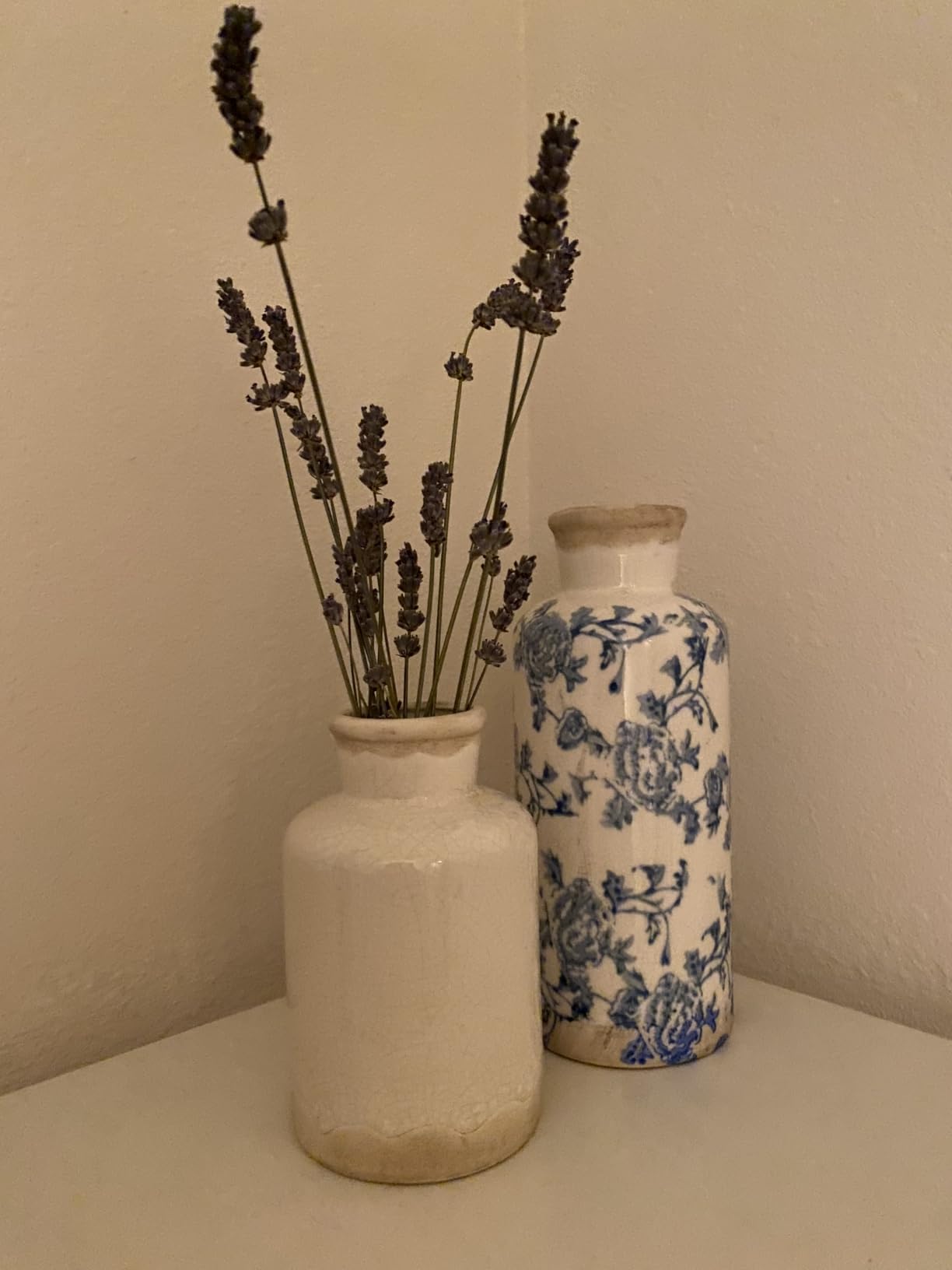 Vintage Vase Set of 3, Ceramic Vintage Flower Vases, Chinoiserie Decorative Home Decor Retro Floral Vase Rustic Farmhouse Decor for Table Bookshelf Mantel Kitchen Living Room Office - Green and Beige customer photo 1