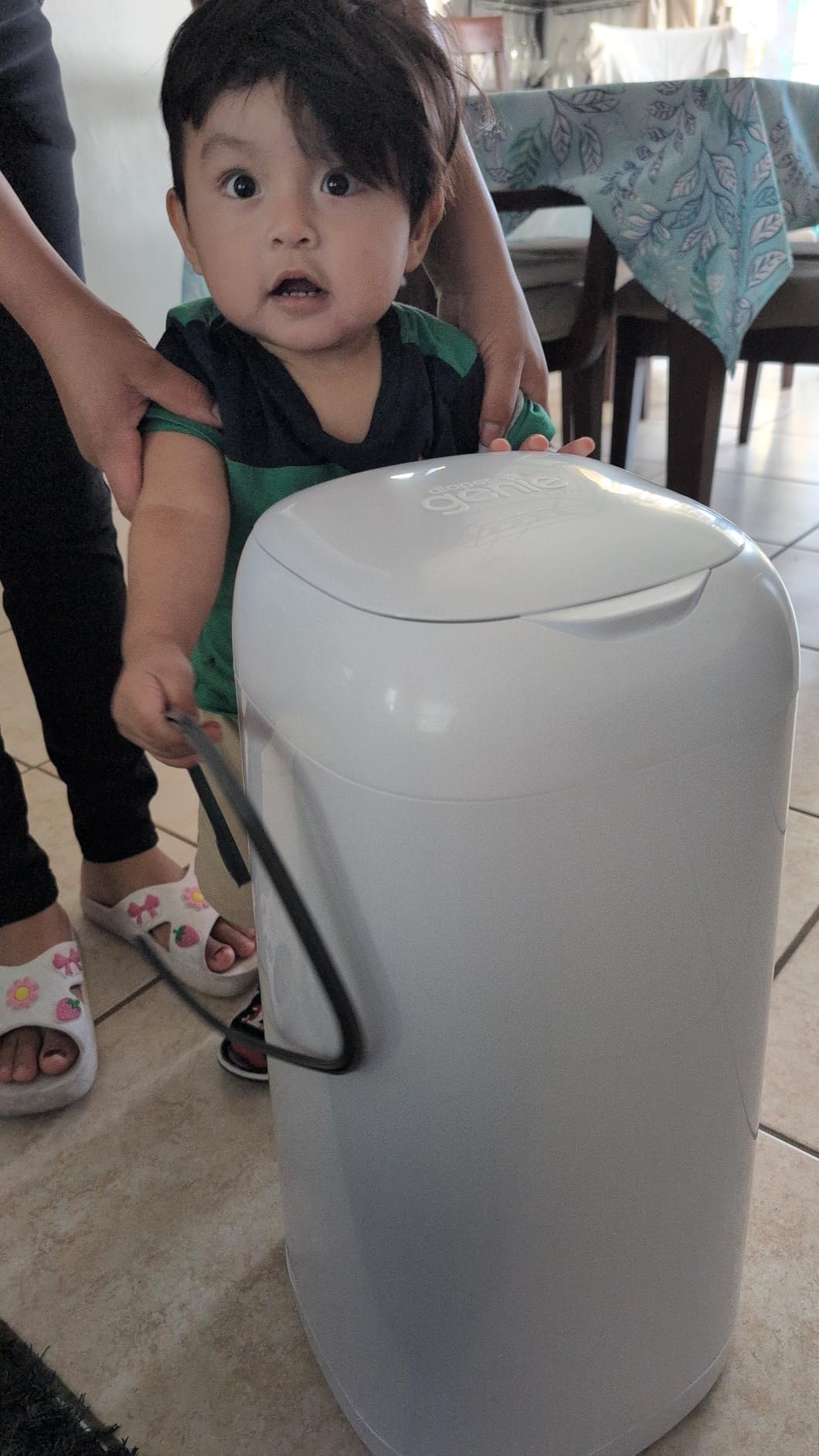 Diaper Genie Classic Diaper Pail Gift Set | Push-N-Lock Odor Control | Includes Starter Refill and Jumbo+ Refill | Holds up to 1,245 Newborn Diapers | Baby Registry Must-Have customer photo 2