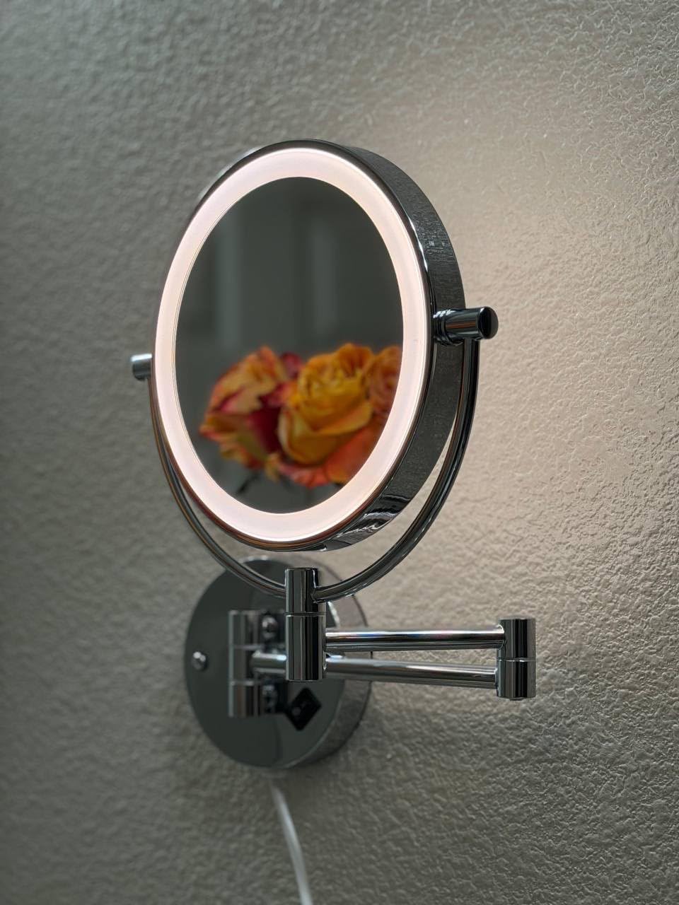 Wall Mounted Makeup Mirror with Lights 30X/1X Double-Sided Vanity Mirror, Plug-in Lighted Magnifying Mirror with 3 Color Modes, Dimmable Brightness, 360° Swivel Extendable Arm for Bathroom customer photo 1