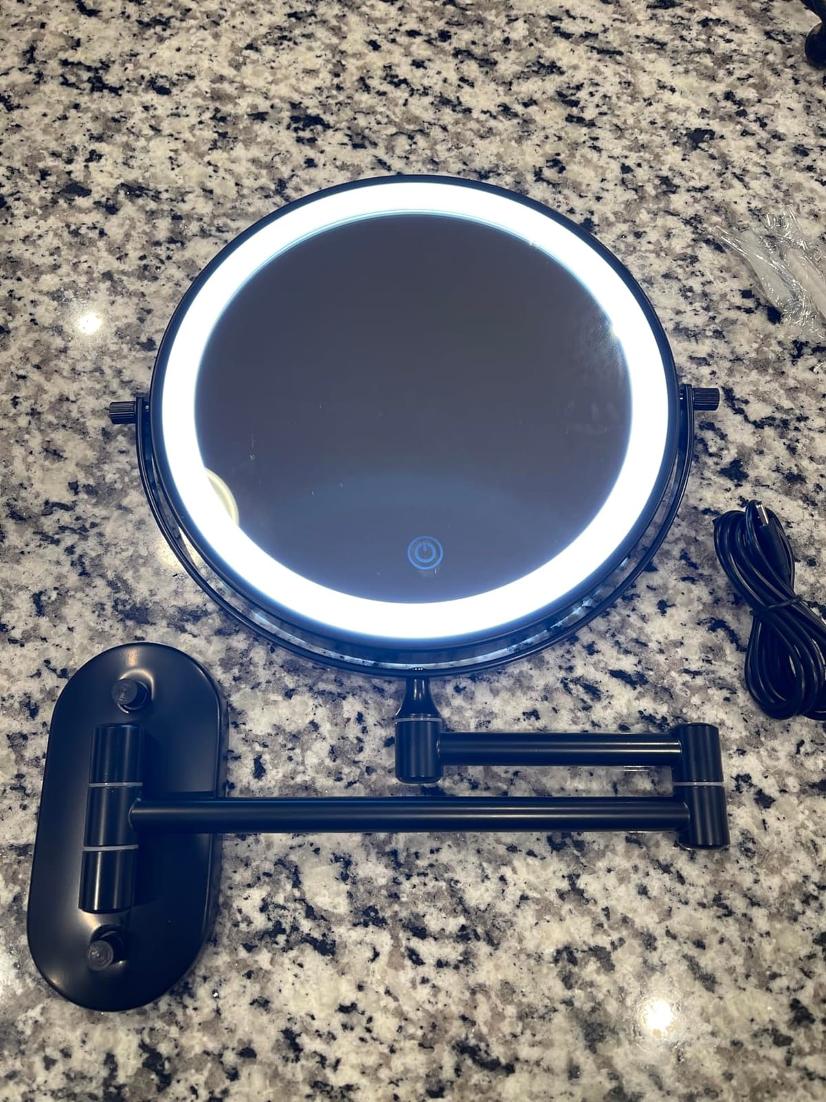 Wall Mounted Makeup Mirror with Lights 30X/1X Double-Sided Vanity Mirror, Plug-in Lighted Magnifying Mirror with 3 Color Modes, Dimmable Brightness, 360° Swivel Extendable Arm for Bathroom customer photo 2