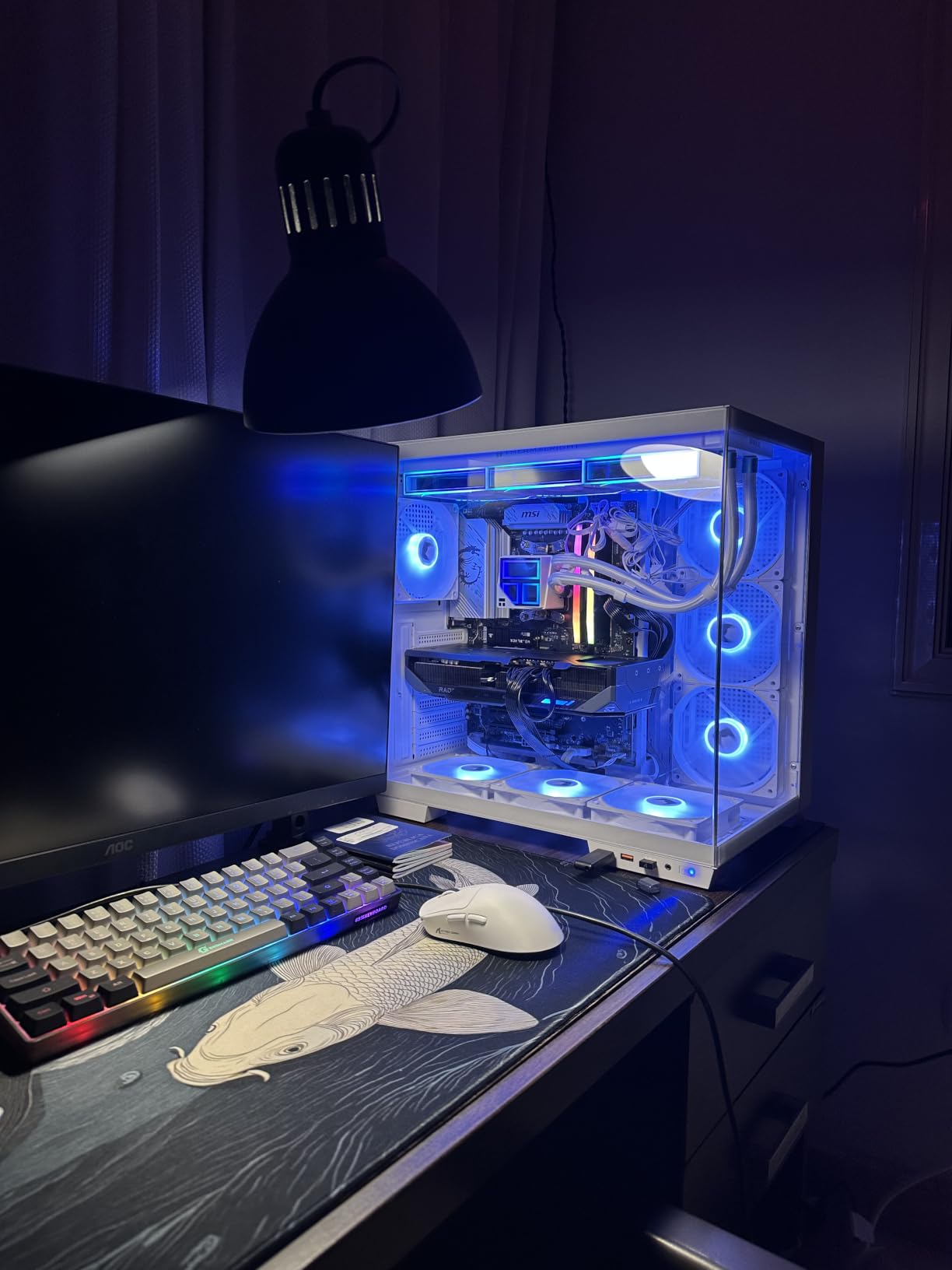 H1 HYXN ATX PC Case - Pre-Installed with 7 PWM ARGB Fans - Dual Cavity Mid-Tower PC Gaming Case - with Type-C - Can Hold up to 3X 360mm Radiator Support simultaneously (Black, H1) customer photo 2