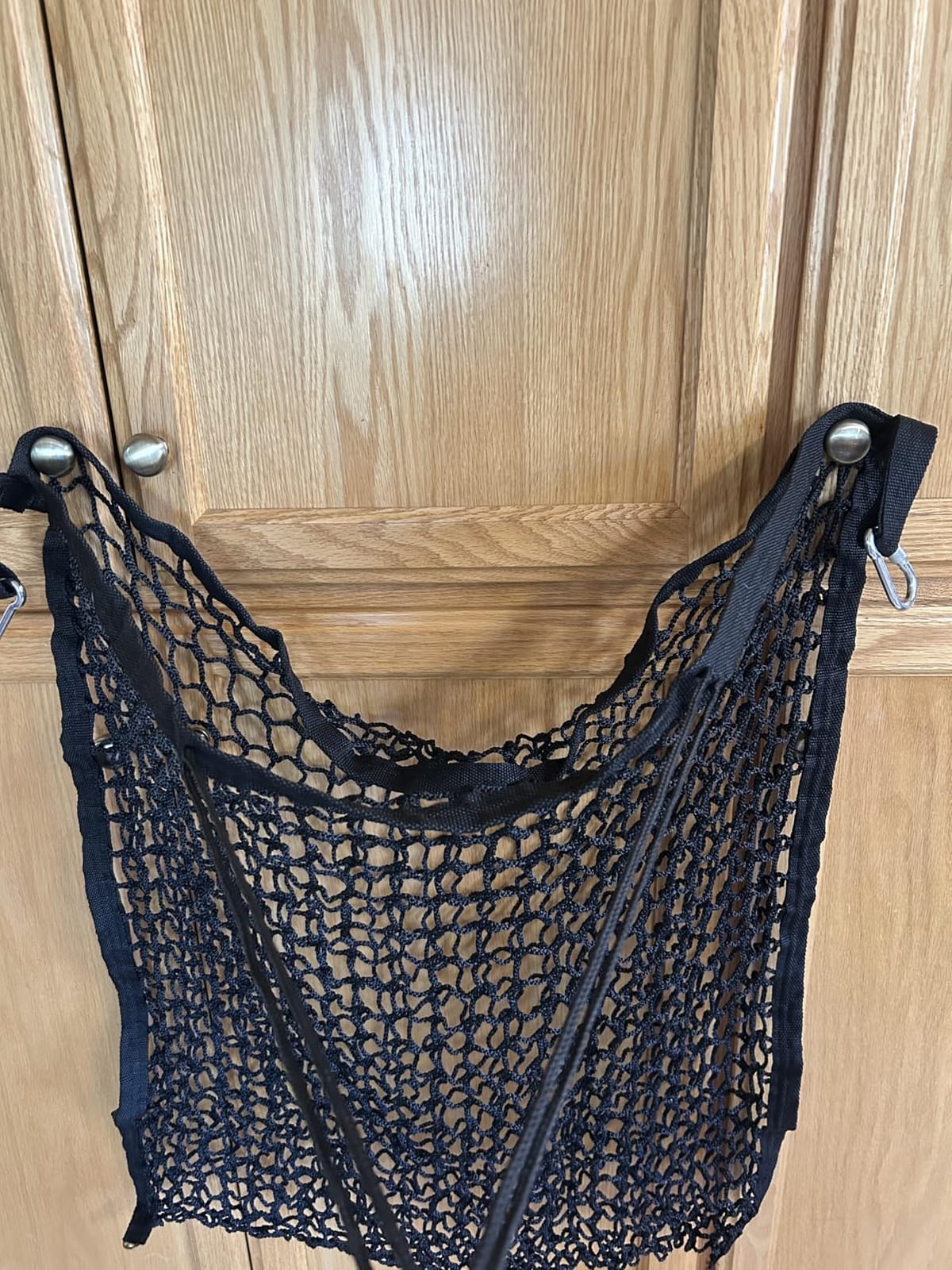 Slow Feed Hay Nets for Horses, Large Capacity Hay Bags, 4 Pack | 35 x 31 in, includes 8 carabiners, Black, heavy duty, hay feeder for horses and goats, easy to hang in stalls and trailers customer photo 1
