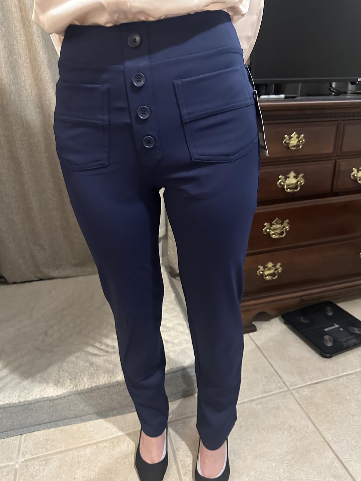 keriffe High Waist Stretchy Womens Dress Pants Straight Leg Work Pants | Business Casual Trousers, Office Slacks, 2 Pockets customer photo 2