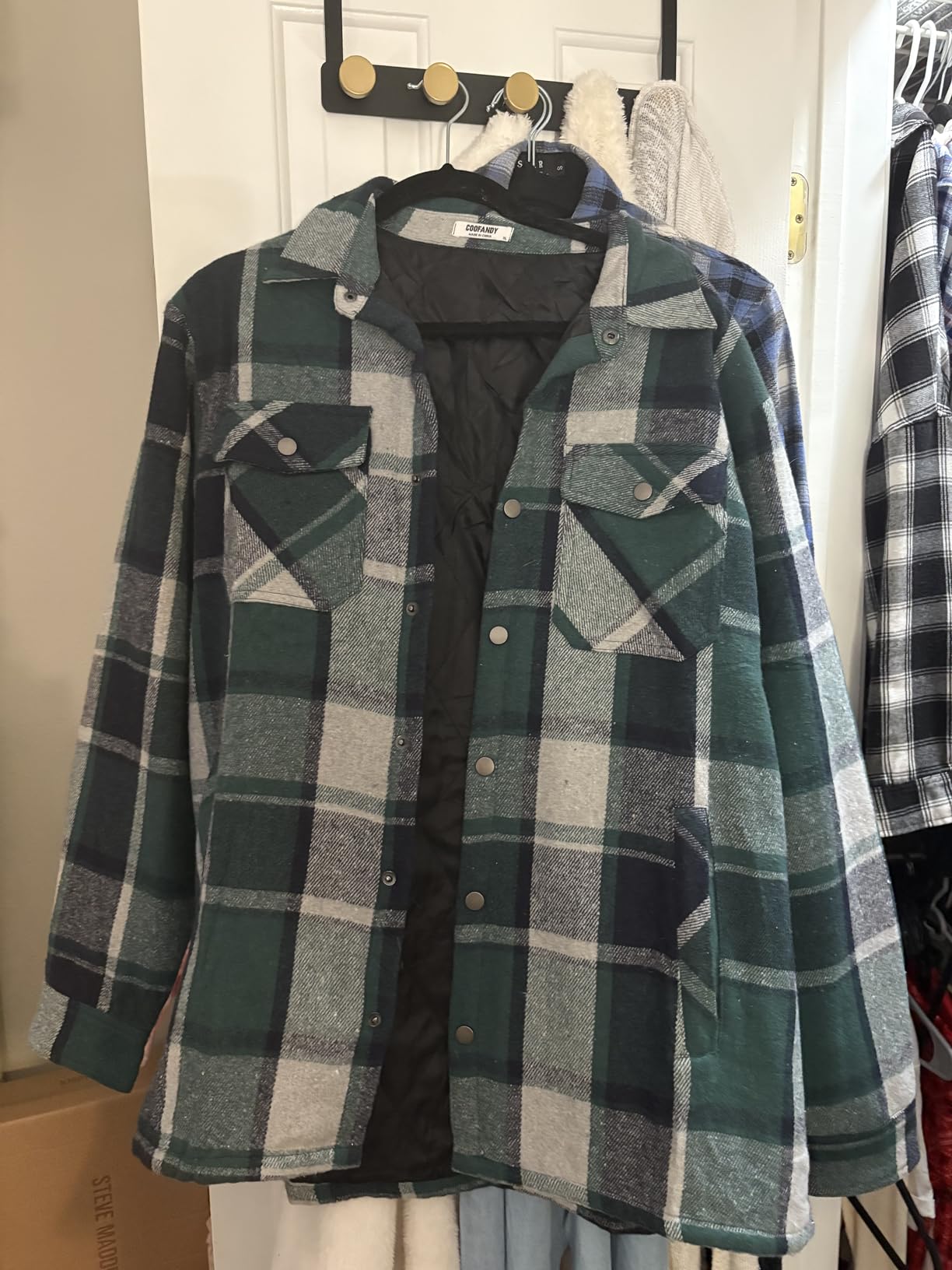 COOFANDY Men's Flannel Shirt Jackets Quilted Lined Plaid Jacket Long Sleeve Button Down Thick Winter Outwear Shackets customer photo 1