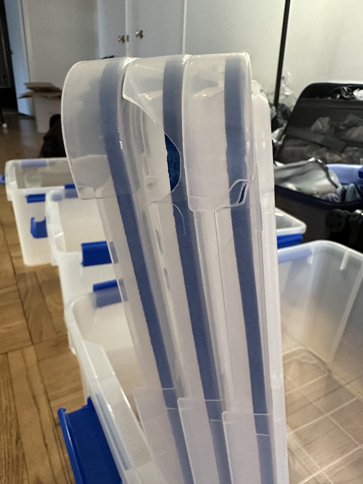 IRIS USA 6-Pack 6 Qt Storage Bins with Lids, Clear, Stackable | Ideal for shoes, crafts, office supplies and pantry items, nestable design, transparent design makes contents easy to find customer photo 2