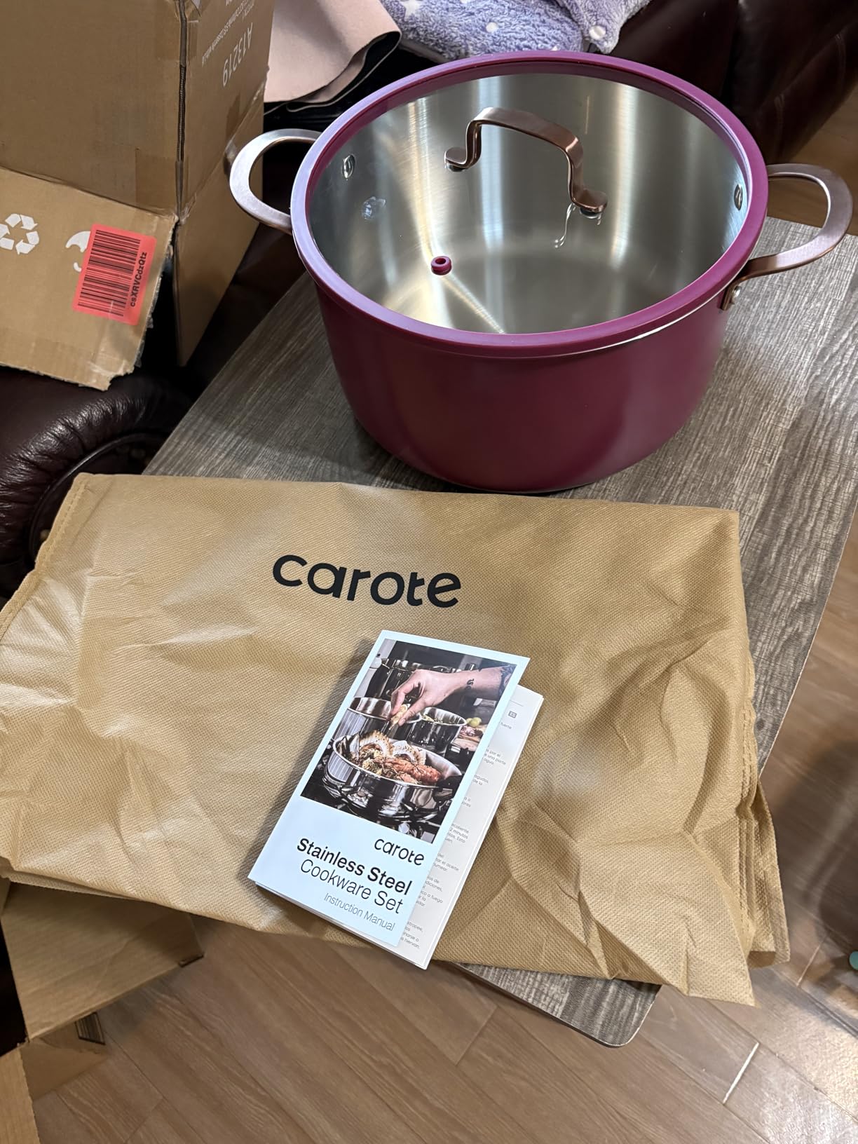 CAROTE 8QT Full Clad Tri Ply Stainless Steel Stock Pot with Lid | All Stoves Compatible, Oven & Dishwasher Safe, Stay Cool Handle, White customer photo 1