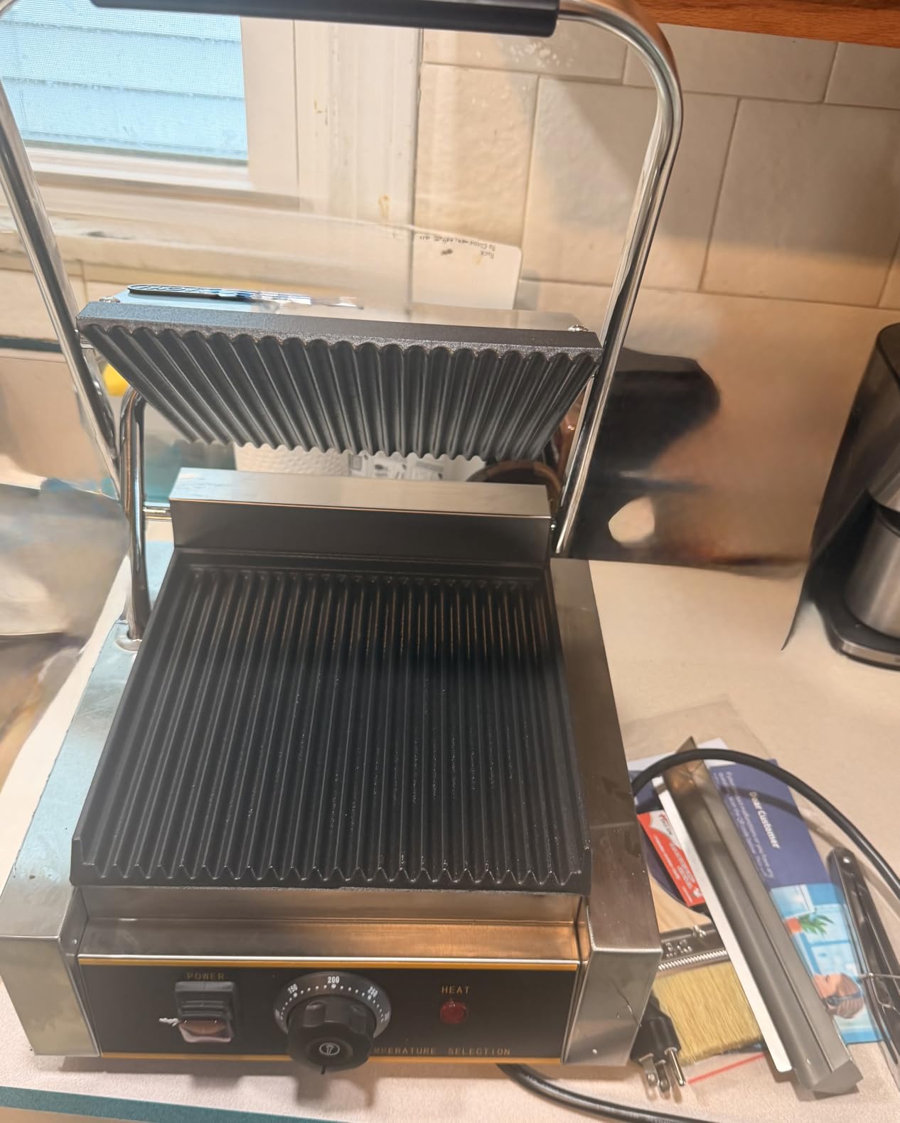 Commercial Panini Press - 1800W Commercial Electric Panini Sandwich Grill w/Nonstick Coating & Adjustable Temp, Panini Grill Press w/ 9