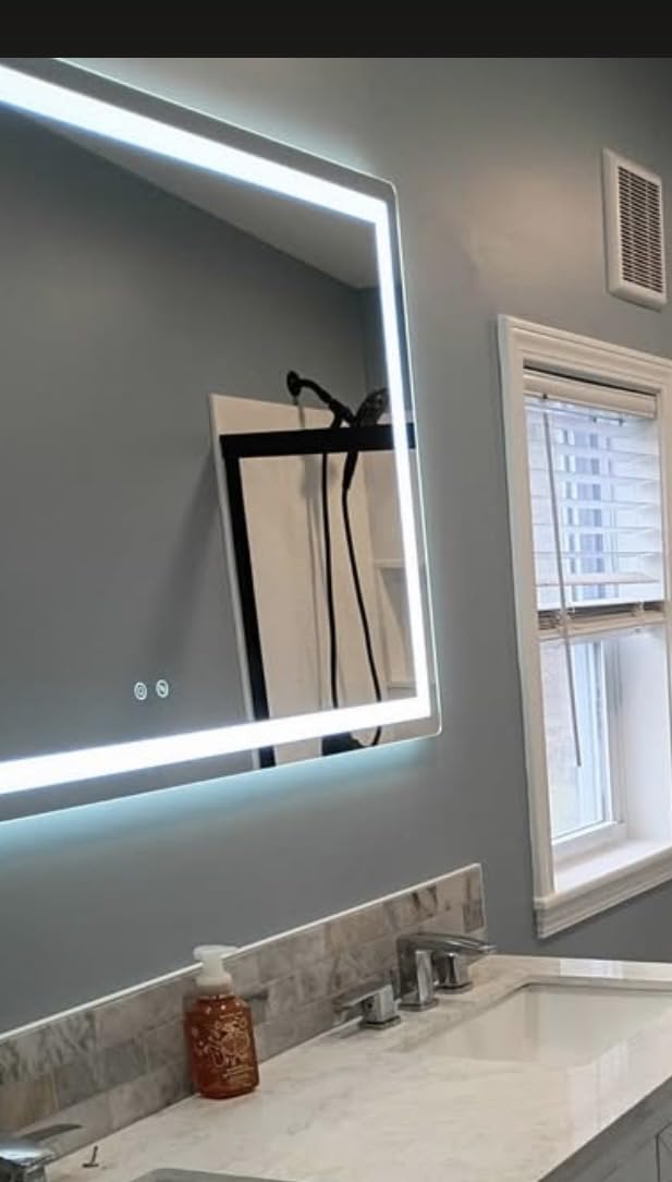 Delma LED Bathroom Mirror with Lights, 30x50 Vanity Mirror for Bathroom Wall, Anti-Fog, Dimmable, Front Lit & Backlit, Memory Function, Shatterproof Tempered Glass, 3 Color Modes(Horizontal/Vertical) customer photo 1
