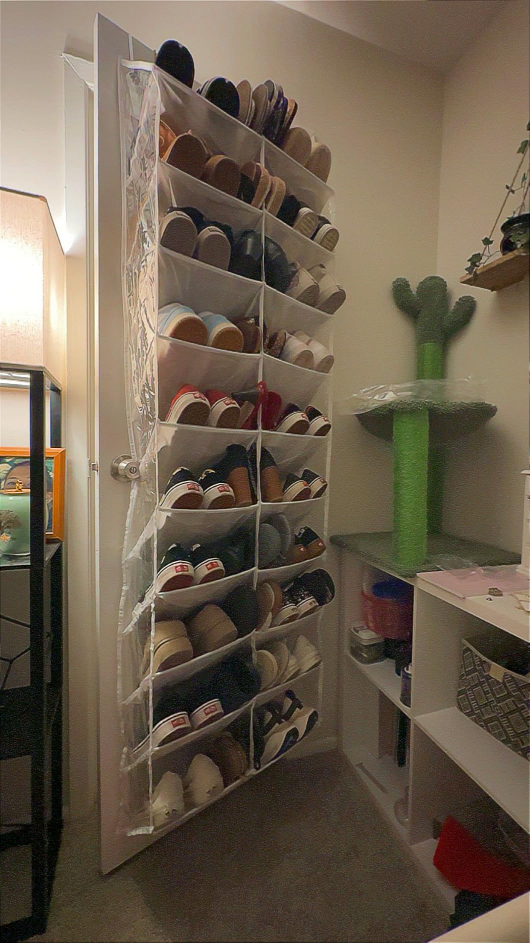 20-30 Pairs Over the Door Shoe Organizer, Clear Pockets Hanging Shoe Storage for Closet, 10-Tier Door Shoes Rack, Handing Shoes Holder Fit All the Family's Sneakers, Boots, Heels, Black customer photo 2