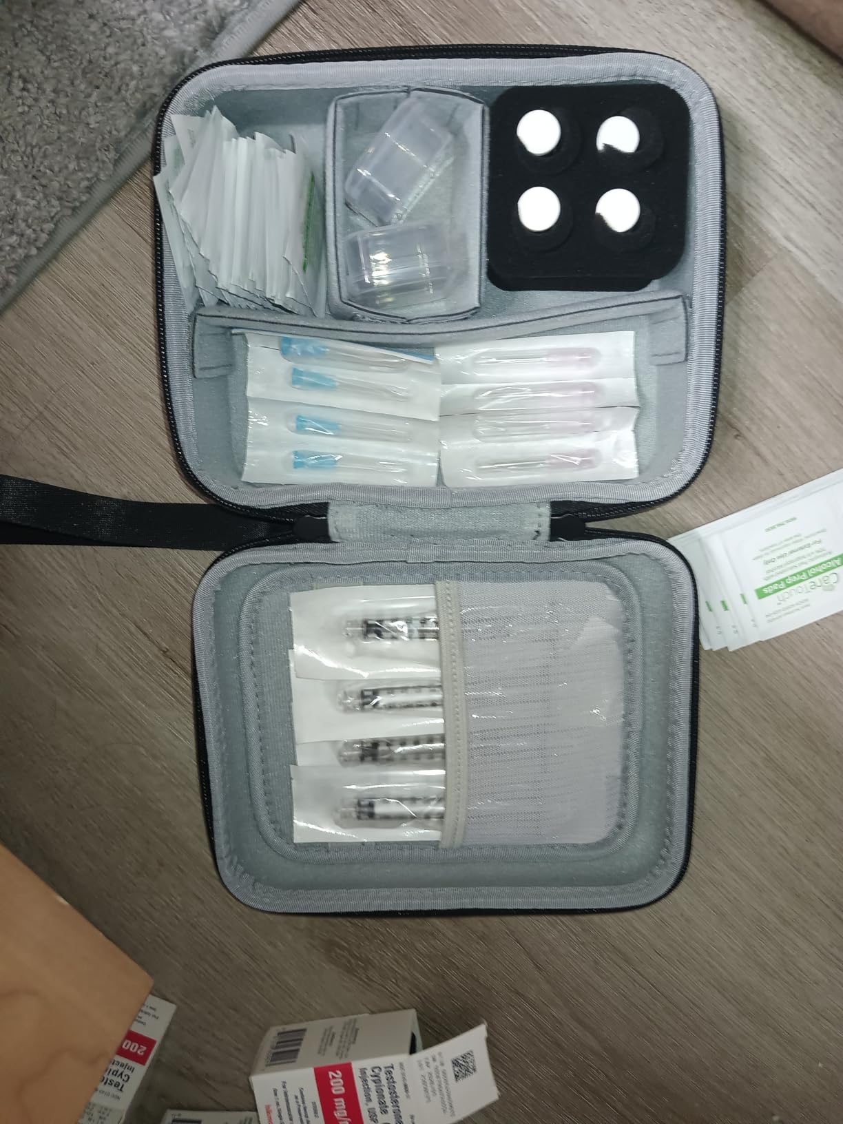 Diabetes Travel Case for Diabetic Supplies with Adjustable Dividers(Black) | Portable Diabetes Organizer for Glucose Meter, Blood Sugar Test Strips Kit, Insulin Pens, Vials, Syringes Lancing Device More customer photo 2