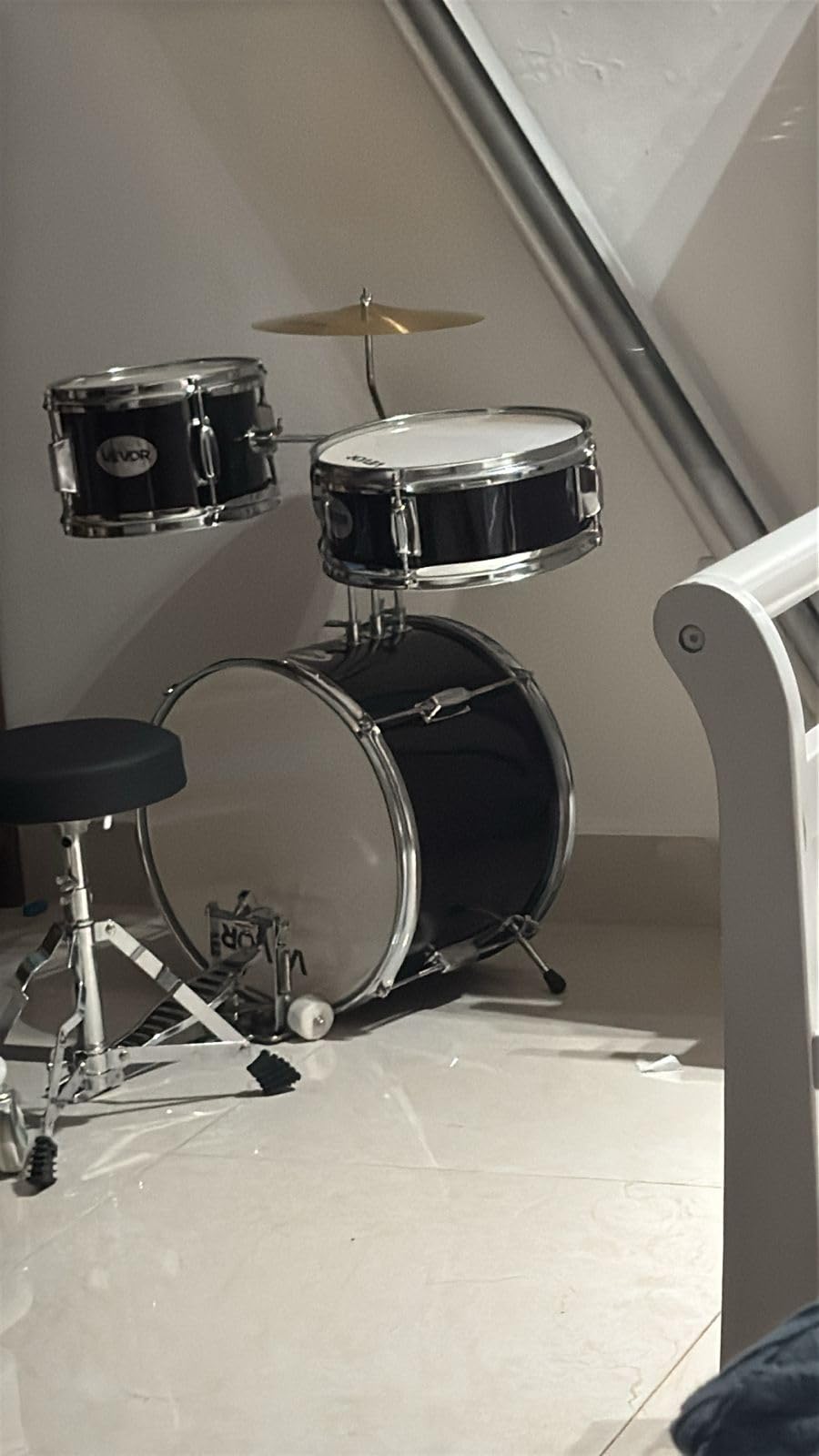 VEVOR Kids Drum Set, 3-Piece 14 in Junior Drum Sets, Beginner Drums Set with Adjustable Throne, Cymbal & Two Pairs of Drumsticks, Musical Learning Drums Instruments Kit, for Children Ages 6-13 (Blue) customer photo 1