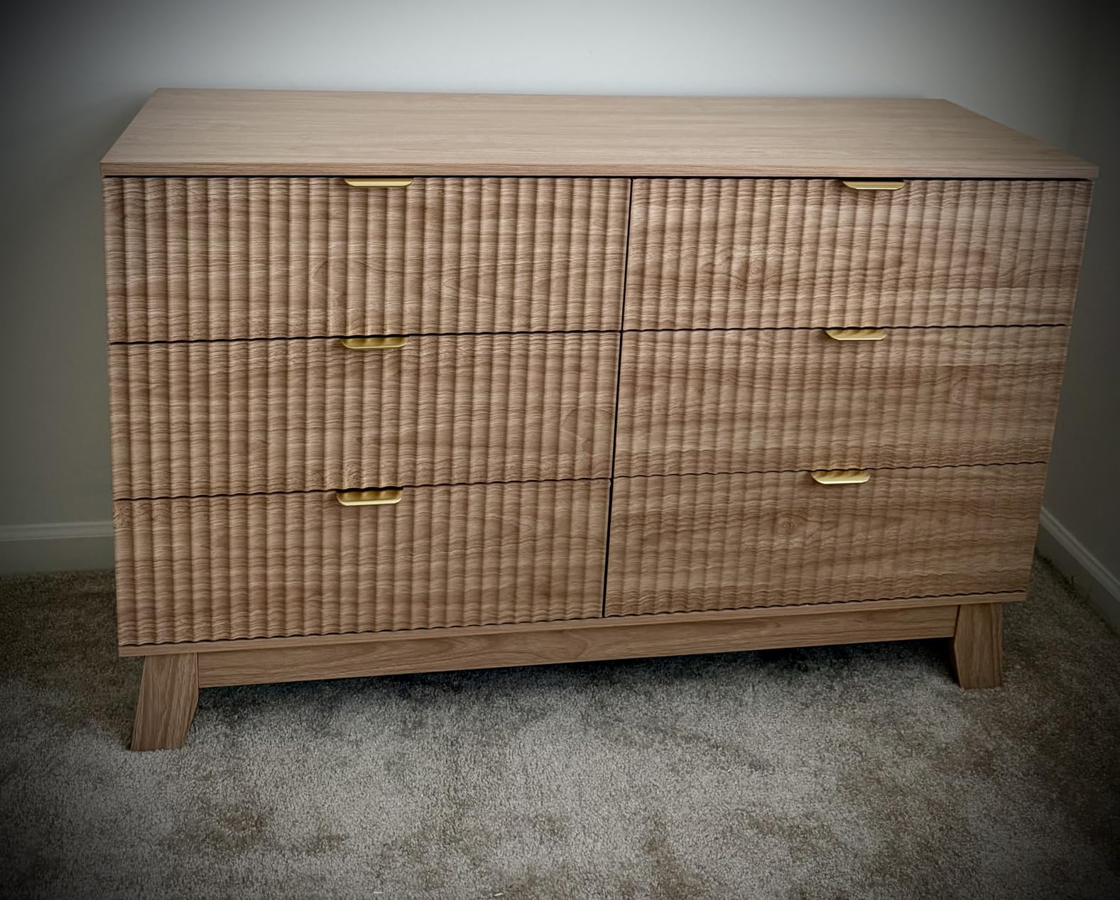 Fluted Dresser for Bedroom with 6 Drawers, 46