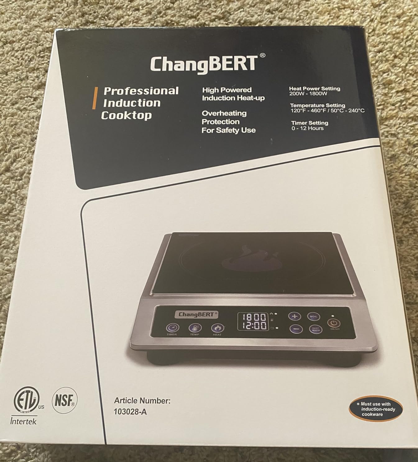 ChangBERT Induction Cooktop NSF Certified Professional Chef Edition Stove, 1800W Commercial Induction Burner with Schott Glass, Large Heating Coil Electric Hot Plate for Restaurant Hotel Food Station customer photo 1
