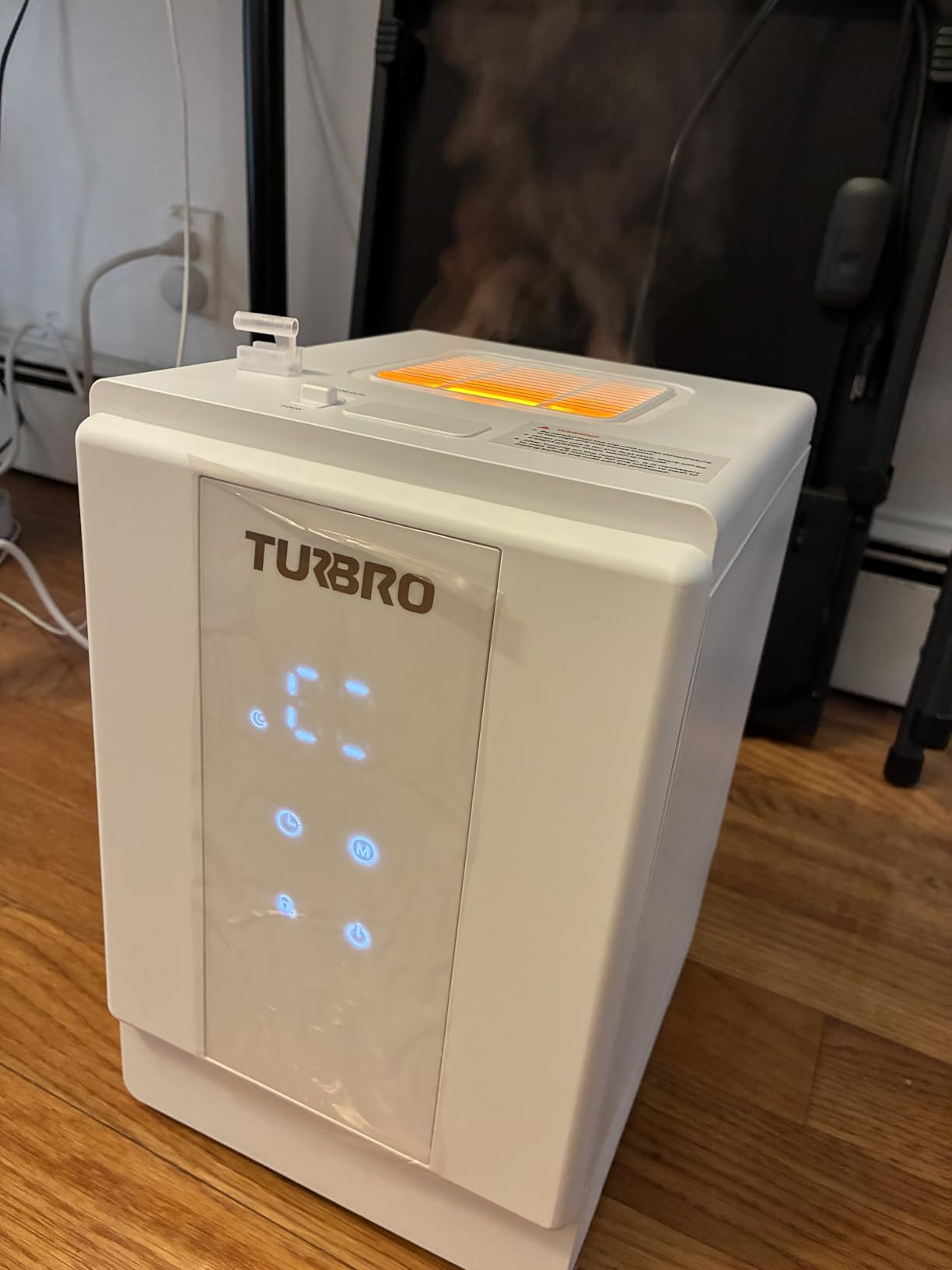 TURBRO 4L/1Gal 304 Stainless Steel Steam Humidifier, Warm Mist Humidifier for Bedroom Baby Nursery, 500 mL/h Output, Dishwasher Safe, Easy to Clean, 2 Misting Levels with Sleep Mode 1-12h Timer, GLS04 customer photo 2