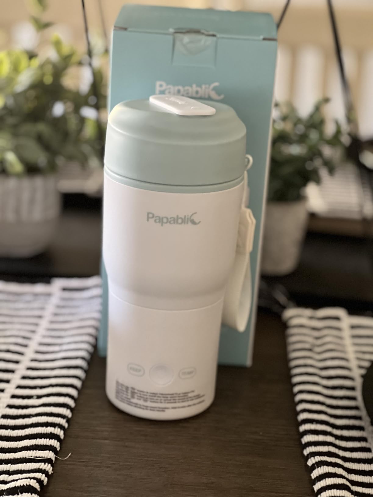 Papablic Portable Bottle Warmer, 4 Temp Settings, Baby Milk Warmer, Blue | 85W Fast Heating | Rechargeable | Wide Mouth & Easy Cleaning | Adjustable Temperature Control | Fits Car Cup Holder customer photo 1