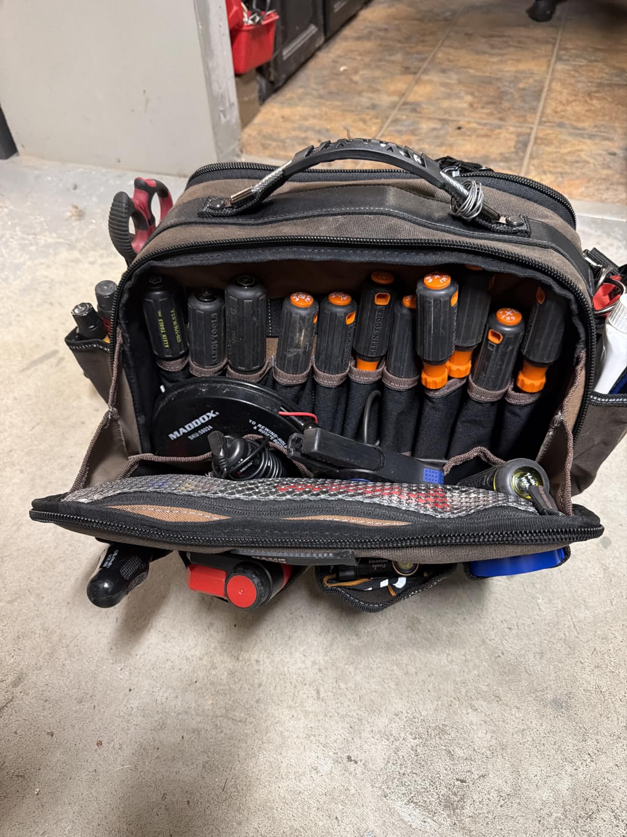 WELKINLAND 53Pockets Hard-Bottom HVAC Bag, Dual-Open Electrician Tool Bags | Canvas Tool Bag Heavy Duty,16