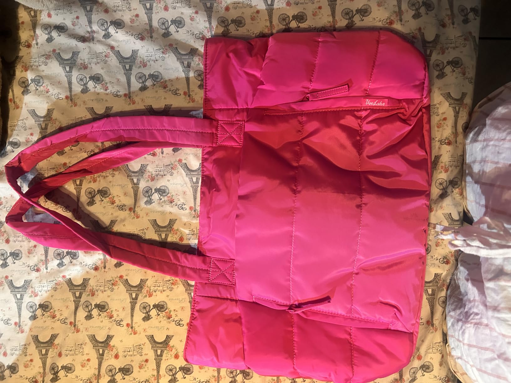 Uselike Tote Bag for Women with Zipper, Quilted Puffer Tote Bag with Compartments, Lightweight Puffy Work Bags for Women customer photo 1