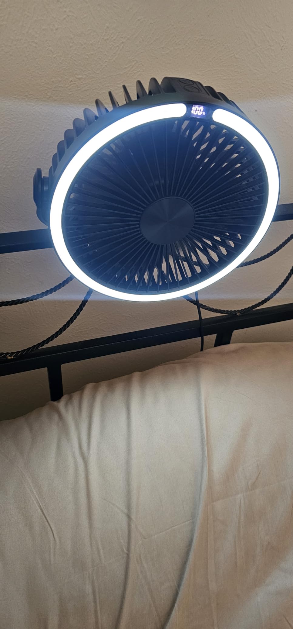 Warmco 15000mAh Clip on Fan with LED Light for Camping and Golf Car, 12-30H Runtime, 300H+ Light, USB-C Two-Way Charging, 3-Level LED Light, Clip Hook Desk Use, 4 Speeds customer photo 1