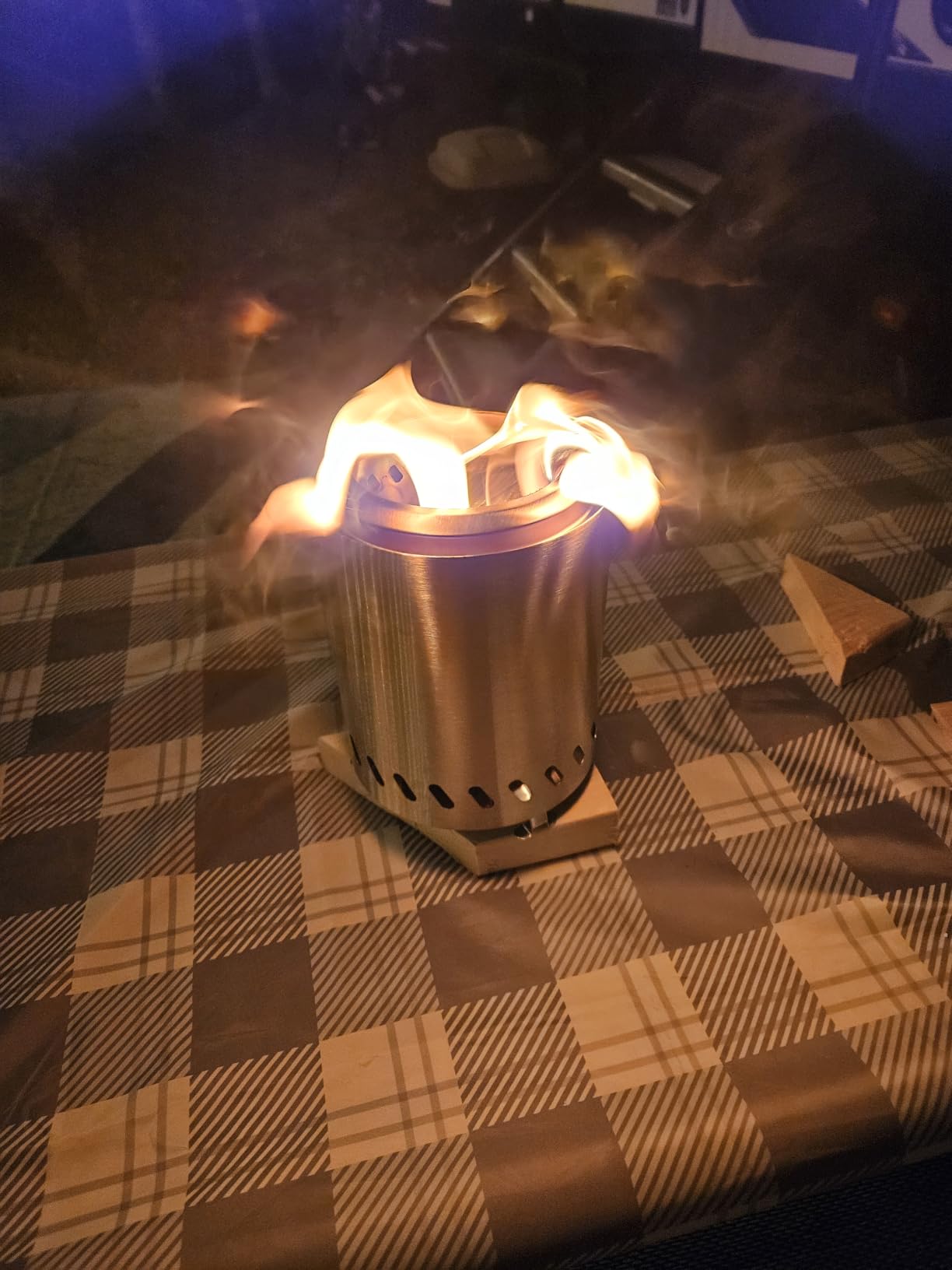 HGD 9.6 x 7.1 in Small Tabletop Fire Pit, Portable Mini Smokeless Table Top Firepit, Low Smoke Camping Stove for Outdoor & Patio, Fueled by Pellets or Wood, with Travel Bag, Stainless Steel, Silver customer photo 1