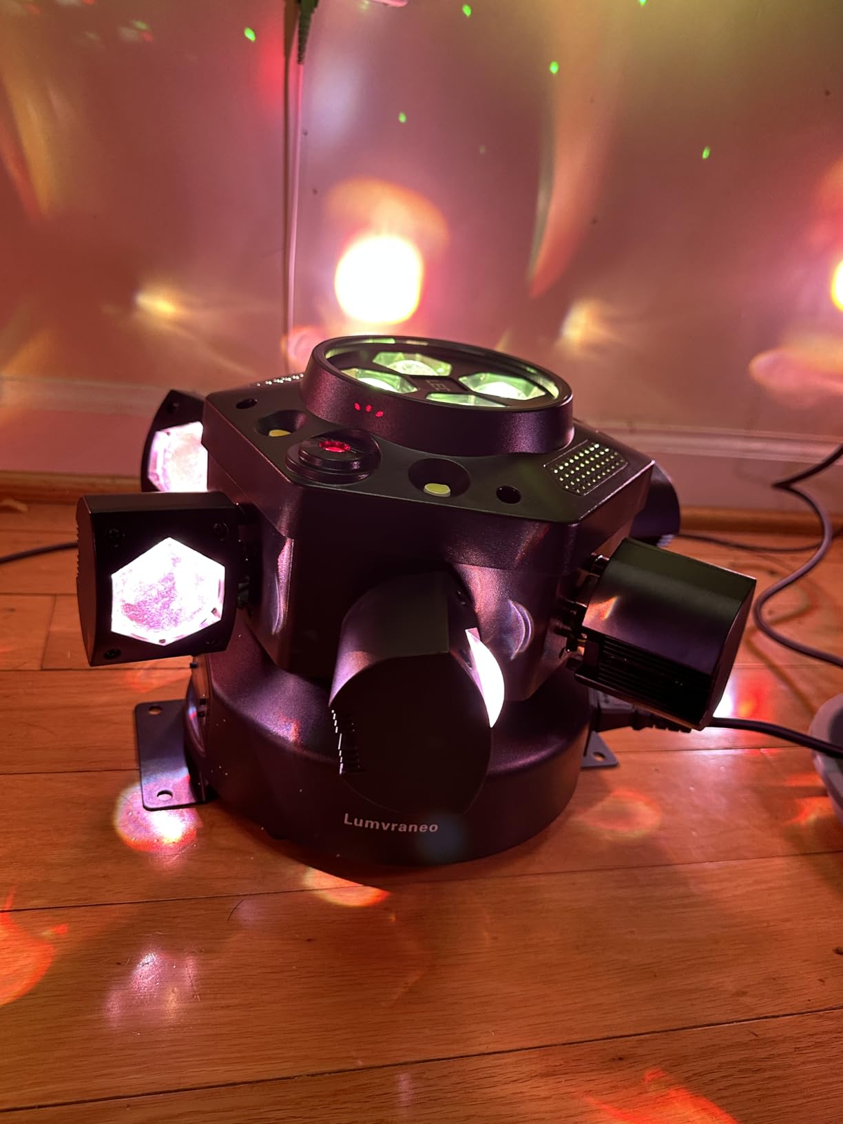 Moving Head DJ Lights 150W RGBW, 6-Arm Party Stage Light with Remote | 150W RGBW 6-arm beams, DMX-512 & sound-activated, quiet motor, sharp beam through haze/fog, home party & small-venue DJ use customer photo 2