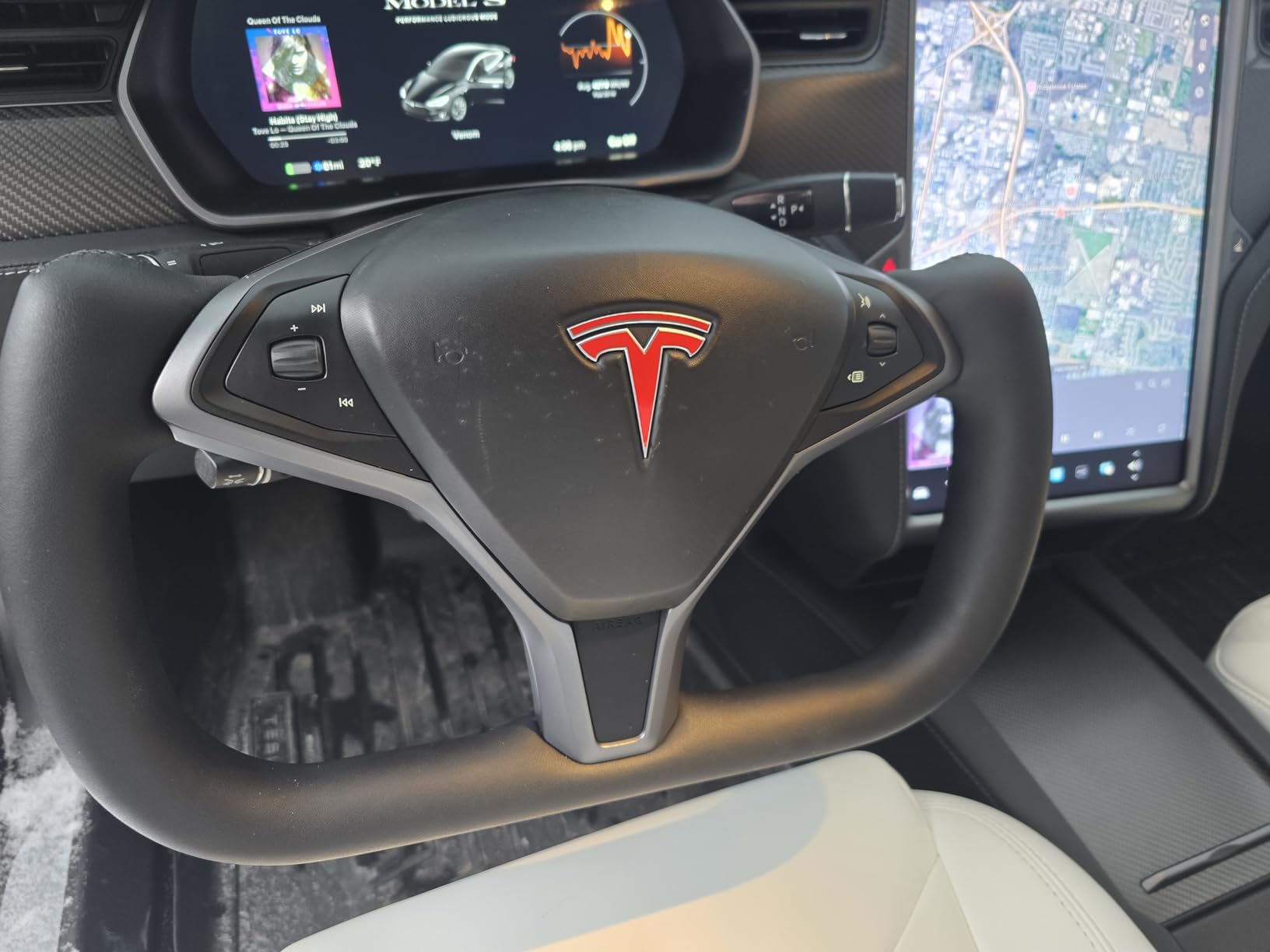 Yoke Steering Wheel Replacement, Black Microfiber Smooth Leather for Tesla Model X 2016-2020, For Tesla Model S 2014-2020 With Heating Function customer photo 1