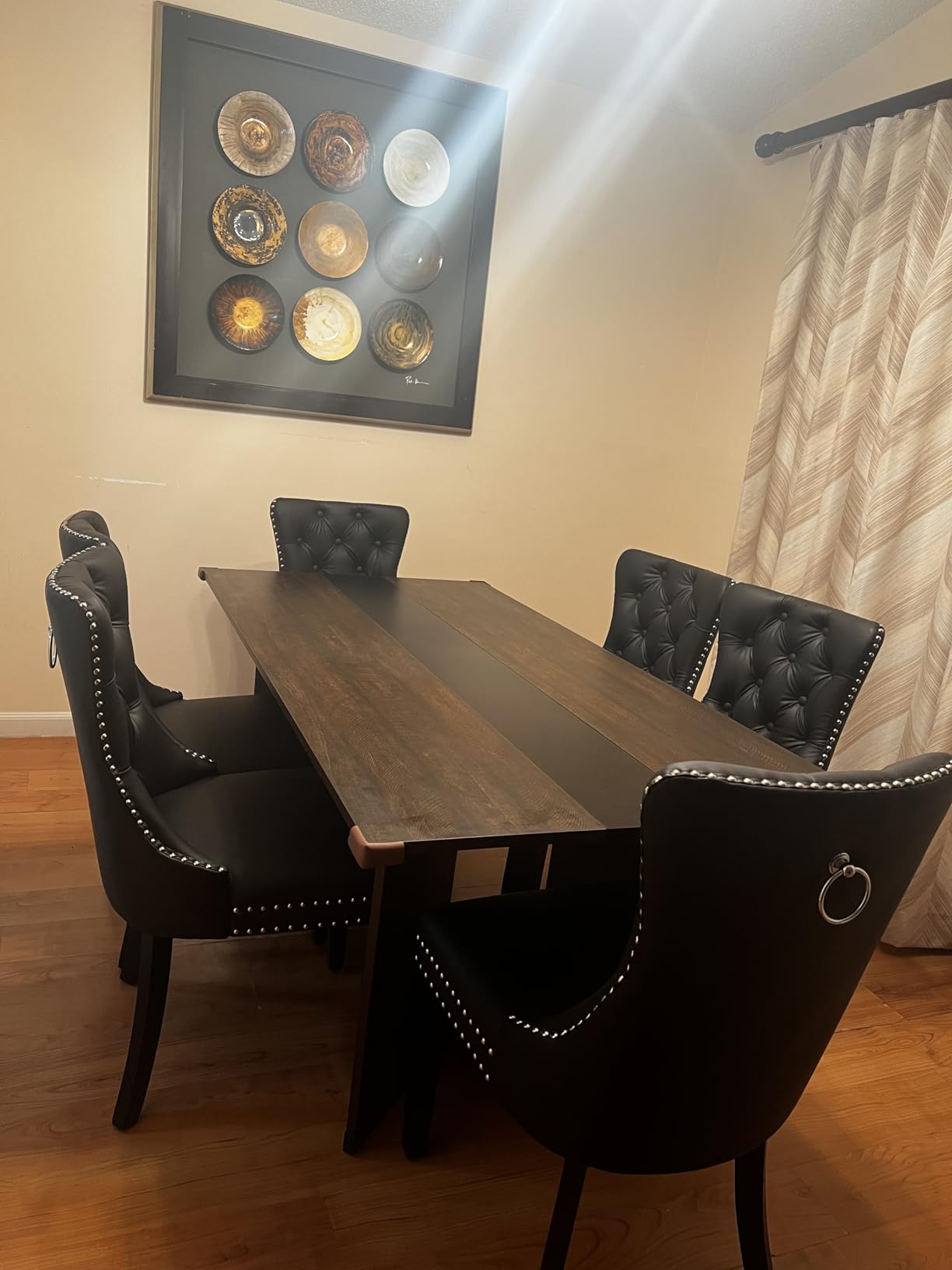 Hlivelood 94Inch Large Dining Table for 8 10 People, Wooden Rectangular Kitchen Table W/Waterproof Tabletop, Large Rectangle Furniture W/Adjustable Legs, Brown Dinner Table for Kitchen Dining Room (94IN) customer photo 1