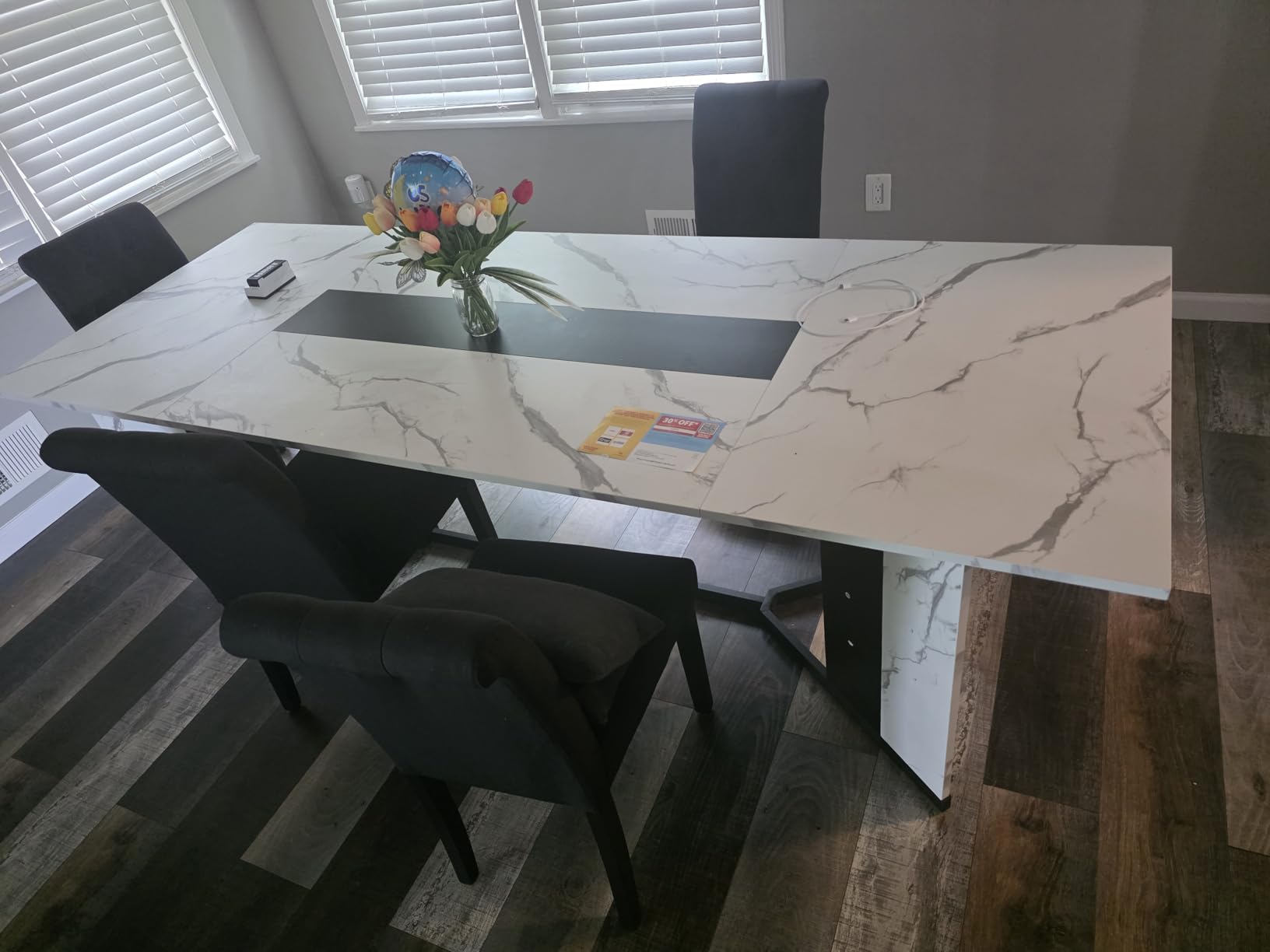 Hlivelood 94Inch Large Dining Table for 8 10 People, Wooden Rectangular Kitchen Table W/Waterproof Tabletop, Large Rectangle Furniture W/Adjustable Legs, Brown Dinner Table for Kitchen Dining Room (94IN) customer photo 2
